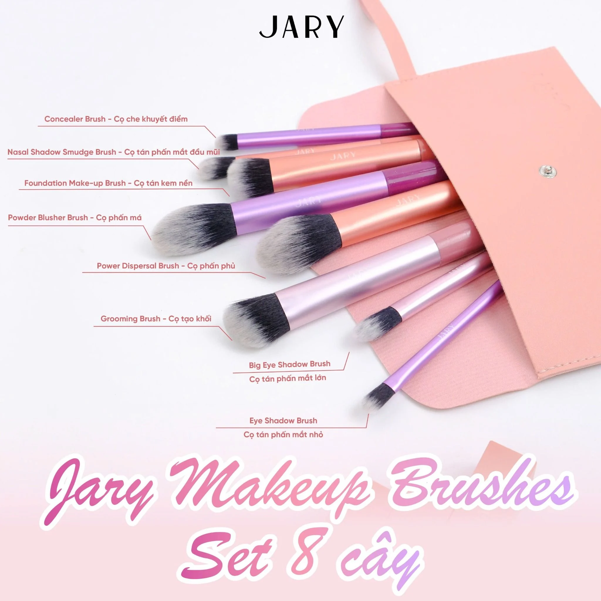 Set Cọ Trang điểm Jary Makeup Brush 8 Cây Set Cọ Trang điểm Jary Makeup Brush 8 Cây