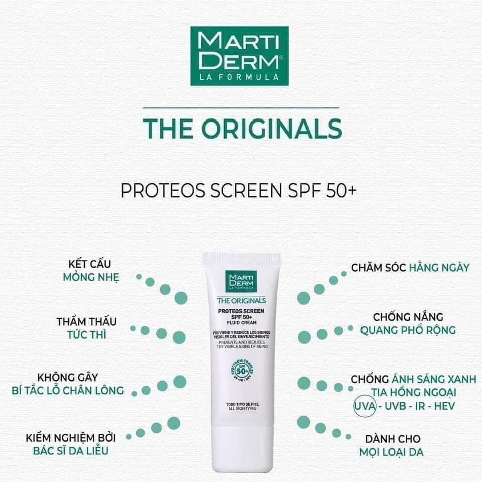 Kem Chống Nắng Martiderm Proteos Screen SPF 50 Color Fluid Cream Light 40ml Kem Chống Nắng Martiderm Proteos Screen SPF 50 Color Fluid Cream Light 40ml