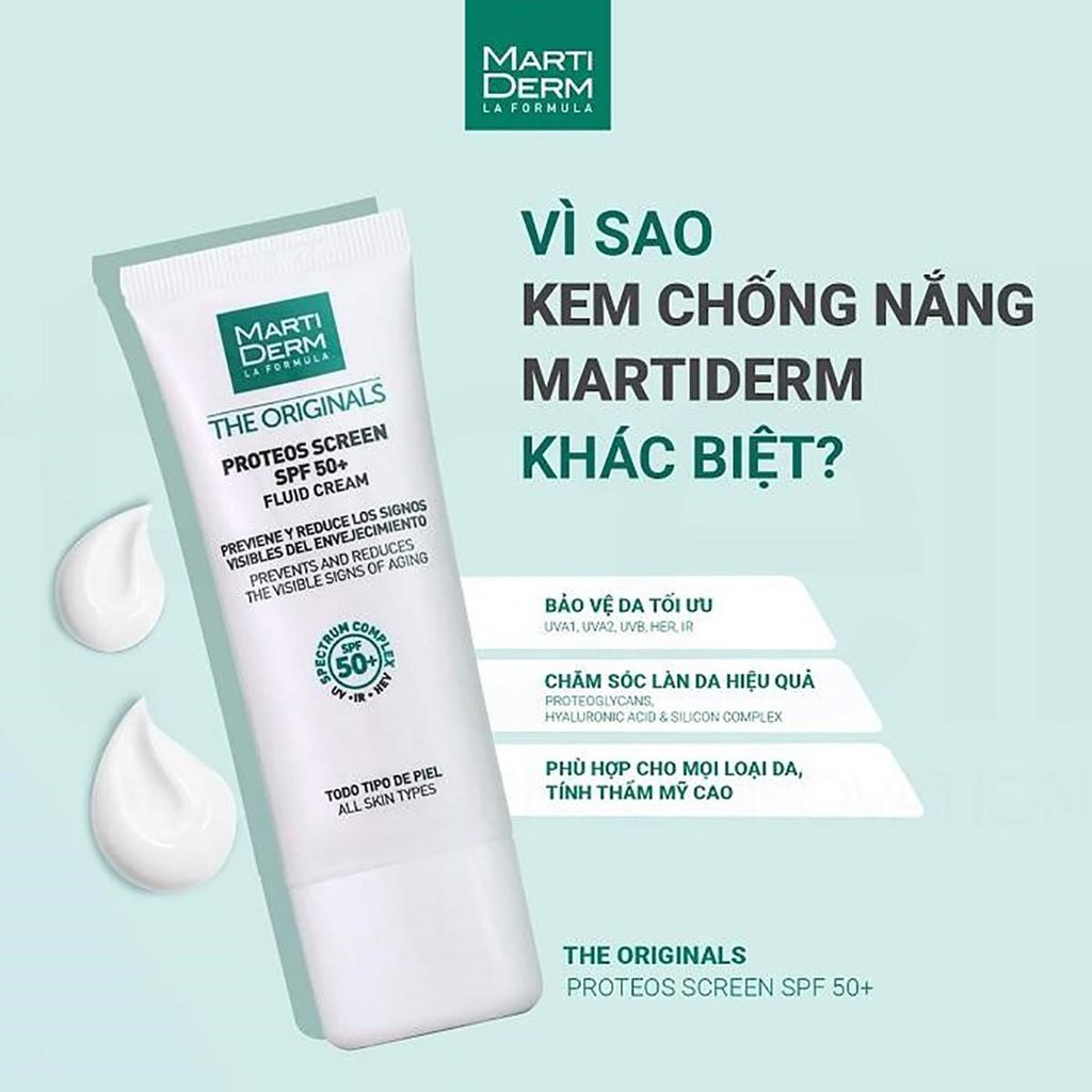 Kem Chống Nắng Martiderm Proteos Screen SPF 50 Color Fluid Cream Light 40ml Kem Chống Nắng Martiderm Proteos Screen SPF 50 Color Fluid Cream Light 40ml