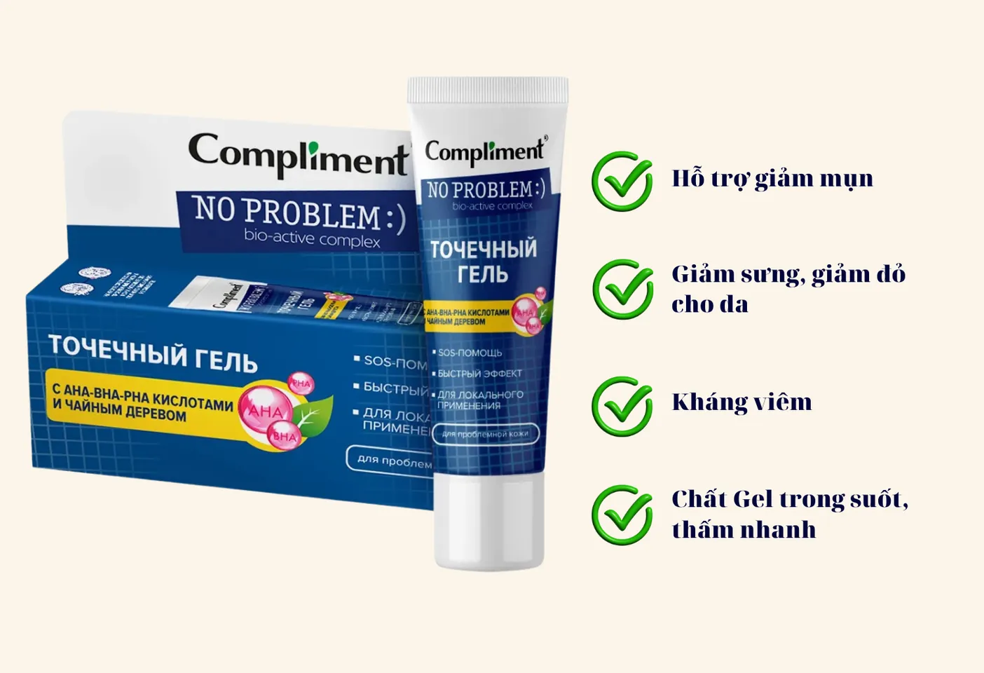 Chấm Mụn Compliment No Problem AHA BHA PHA Tea Tree 25ml