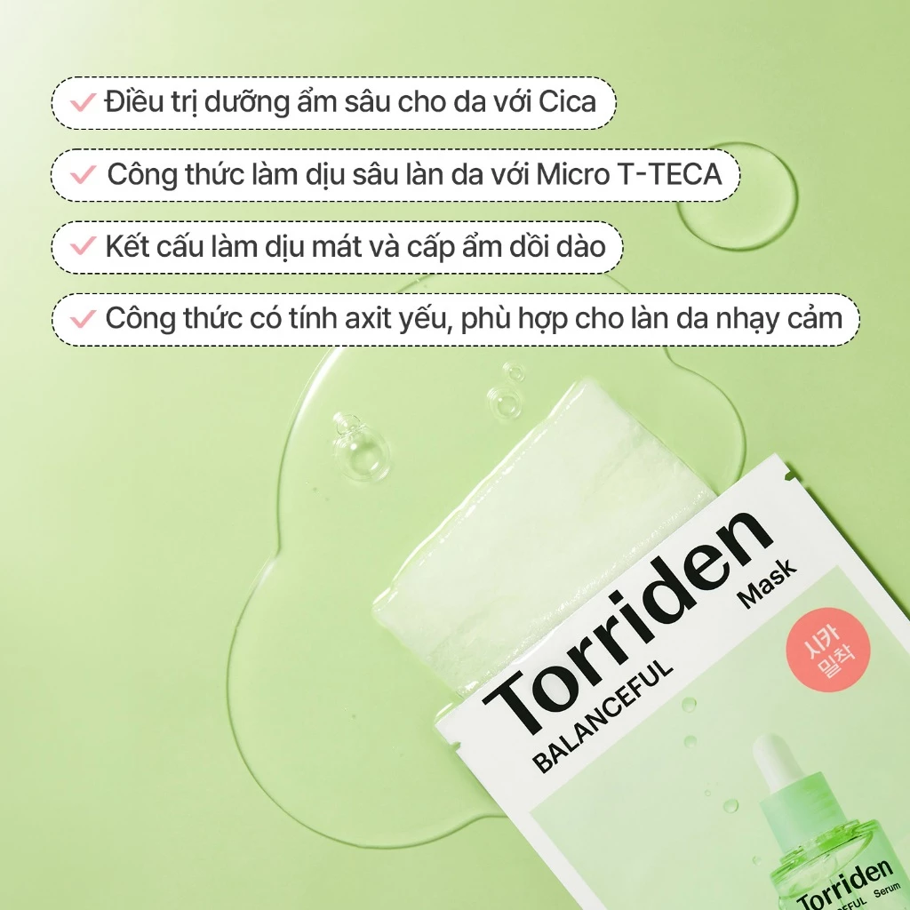 Mặt Nạ Làm Dịu & Phục Hồi Da Torriden Balanceful Cica Mask 25ml Mặt Nạ Làm Dịu & Phục Hồi Da Torriden Balanceful Cica Mask 25ml