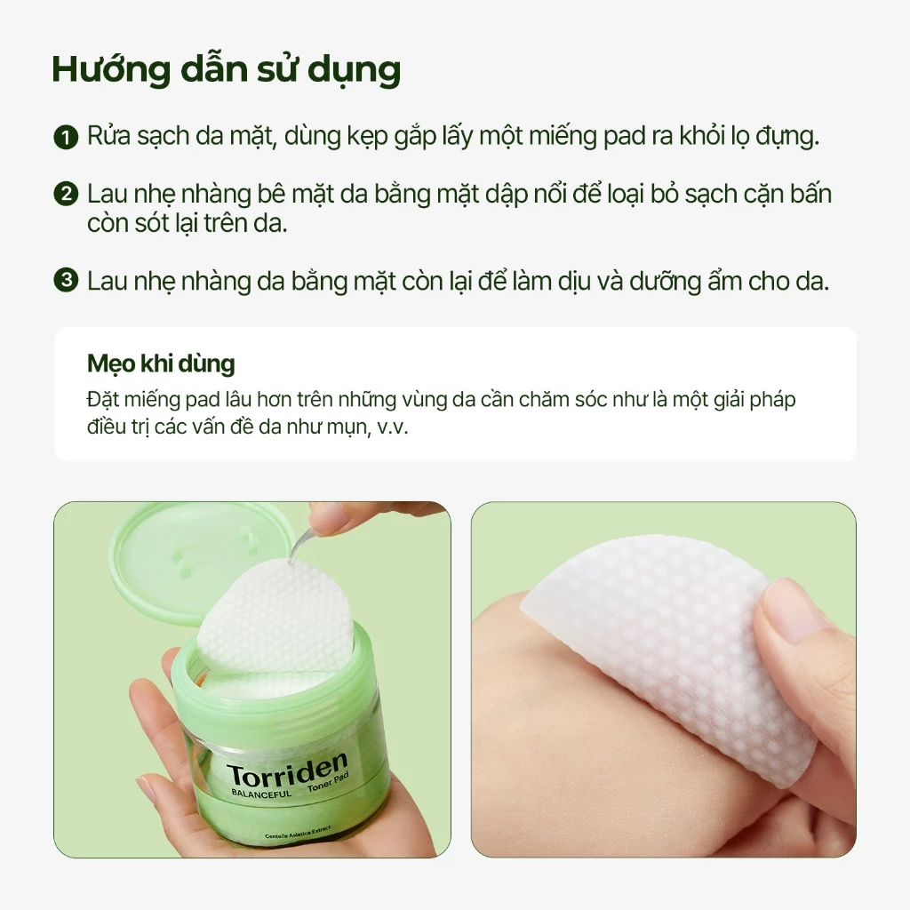 Toner Pad Làm Mát Dịu Da Torriden Balanceful Cica 60 Miếng Toner Pad Làm Mát Dịu Da Torriden Balanceful Cica 60 Miếng
