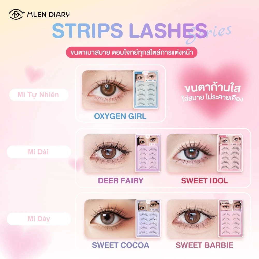 Mi Giả Gân Trong Suốt Mlen Diary Strips Lashes – 5 Cặp Mi Giả Gân Trong Suốt Mlen Diary Strips Lashes – 5 Cặp