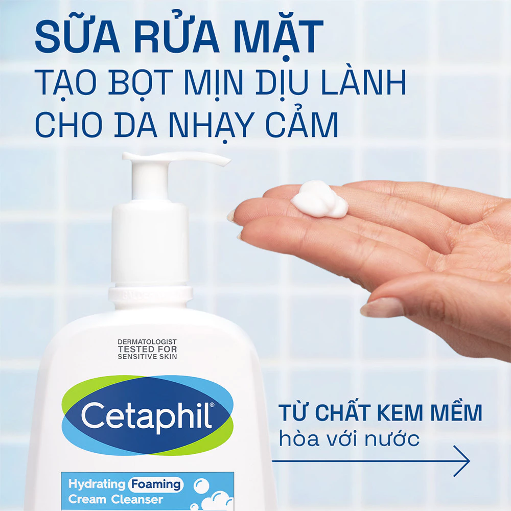 Sữa Rửa Mặt Tạo Bọt Cho Da Nhạy Cảm Cetaphil Hydrating Foaming Cream Cleanser Sữa Rửa Mặt Tạo Bọt Cho Da Nhạy Cảm Cetaphil Hydrating Foaming Cream Cleanser