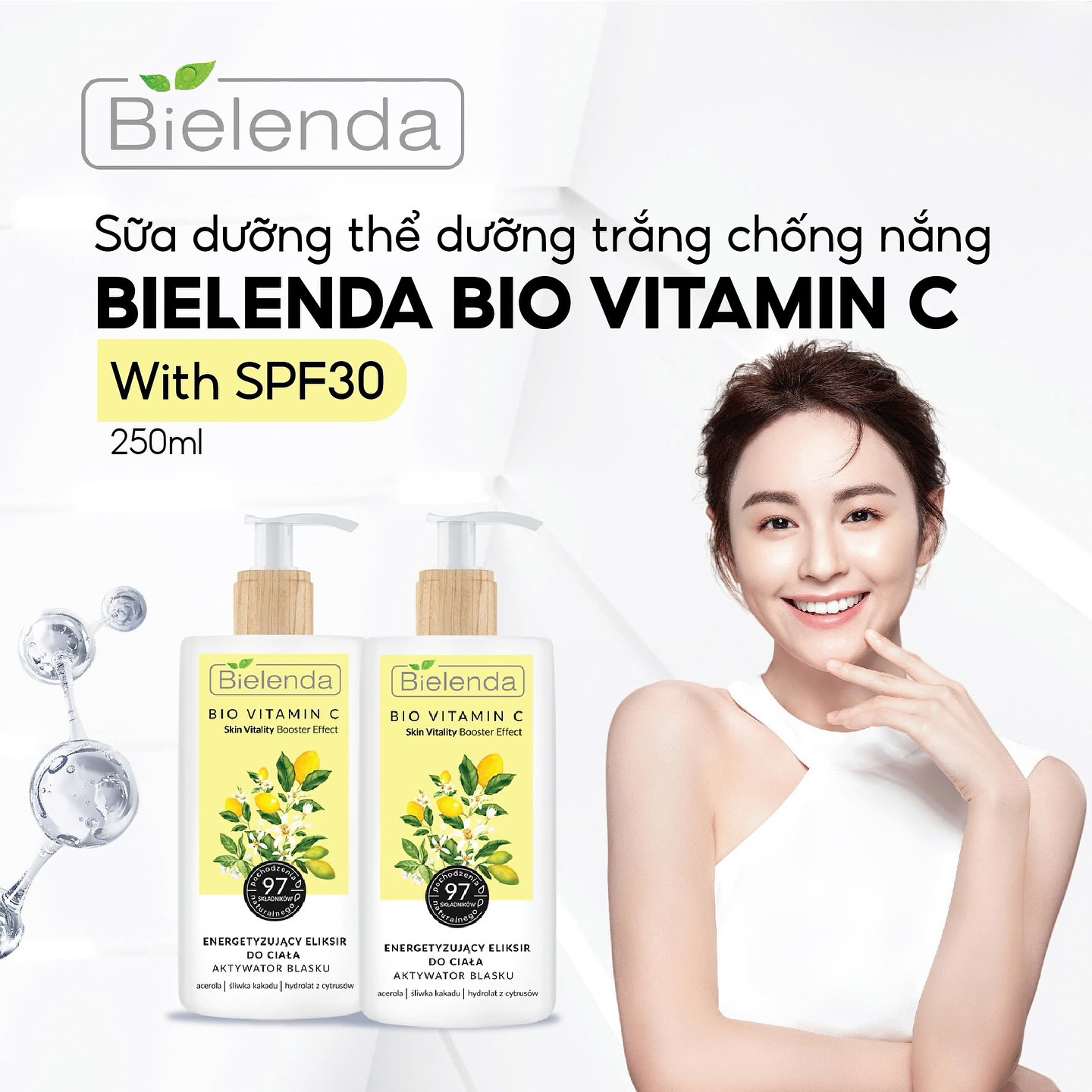 Dưỡng Thể Bielenda Bio Vitamin C Moisturing & UV Protective Body Milk SPF30 250ml Dưỡng Thể Bielenda Bio Vitamin C Moisturing & UV Protective Body Milk SPF30 250ml - Ảnh 3