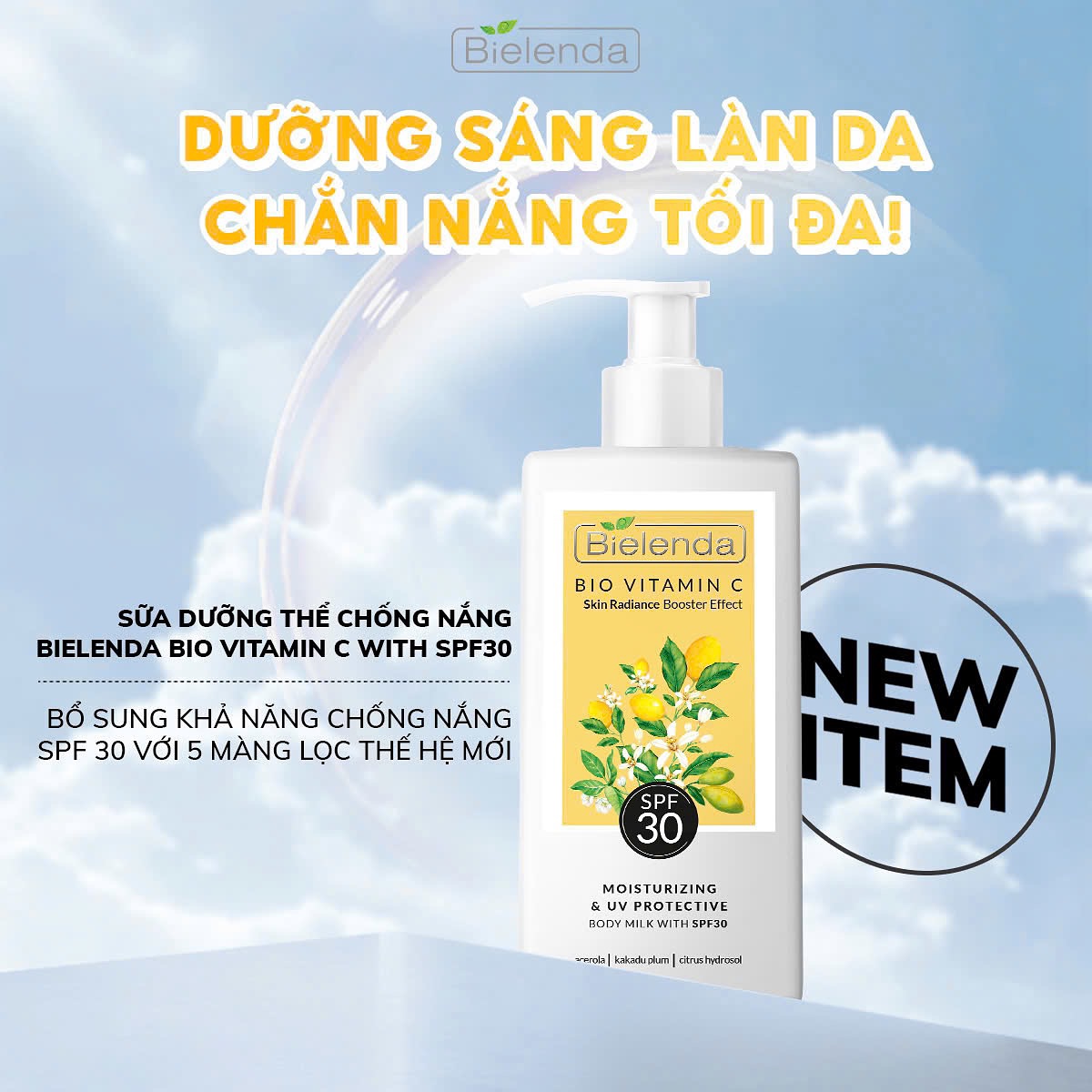 Dưỡng Thể Bielenda Bio Vitamin C Moisturing & UV Protective Body Milk SPF30 250ml Dưỡng Thể Bielenda Bio Vitamin C Moisturing & UV Protective Body Milk SPF30 250ml