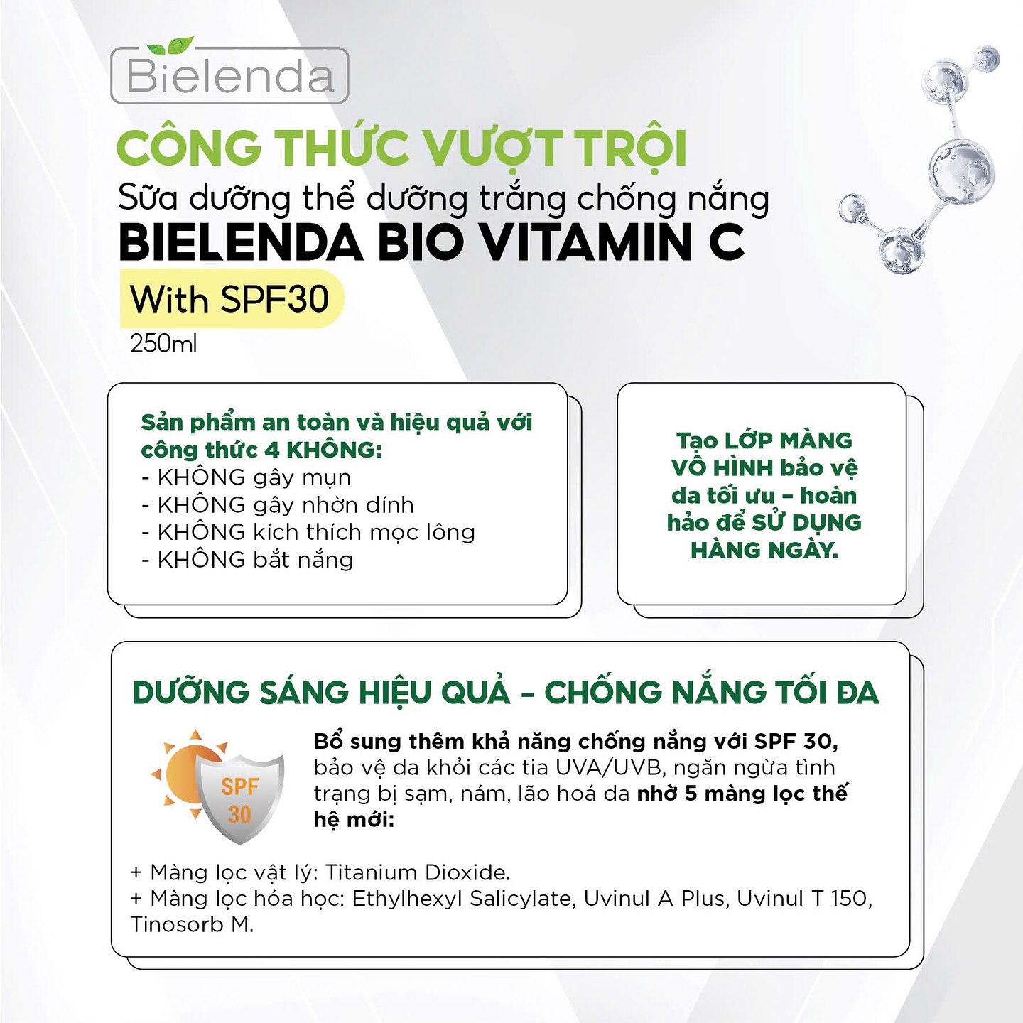 Dưỡng Thể Bielenda Bio Vitamin C Moisturing & UV Protective Body Milk SPF30 250ml Dưỡng Thể Bielenda Bio Vitamin C Moisturing & UV Protective Body Milk SPF30 250ml