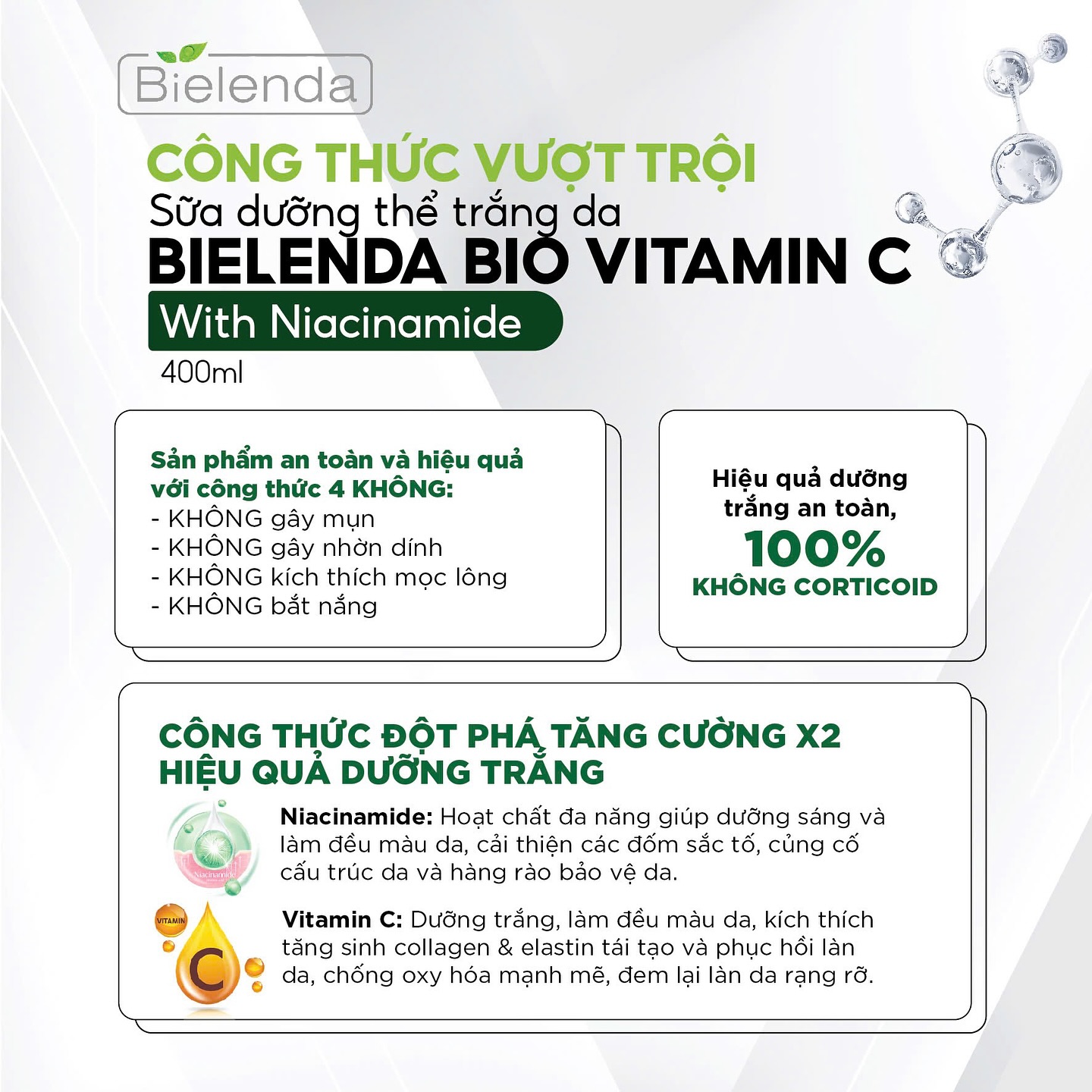 Dưỡng Thể Bielenda Bio Vitamin C With Niacinamide Body Milk 400ml