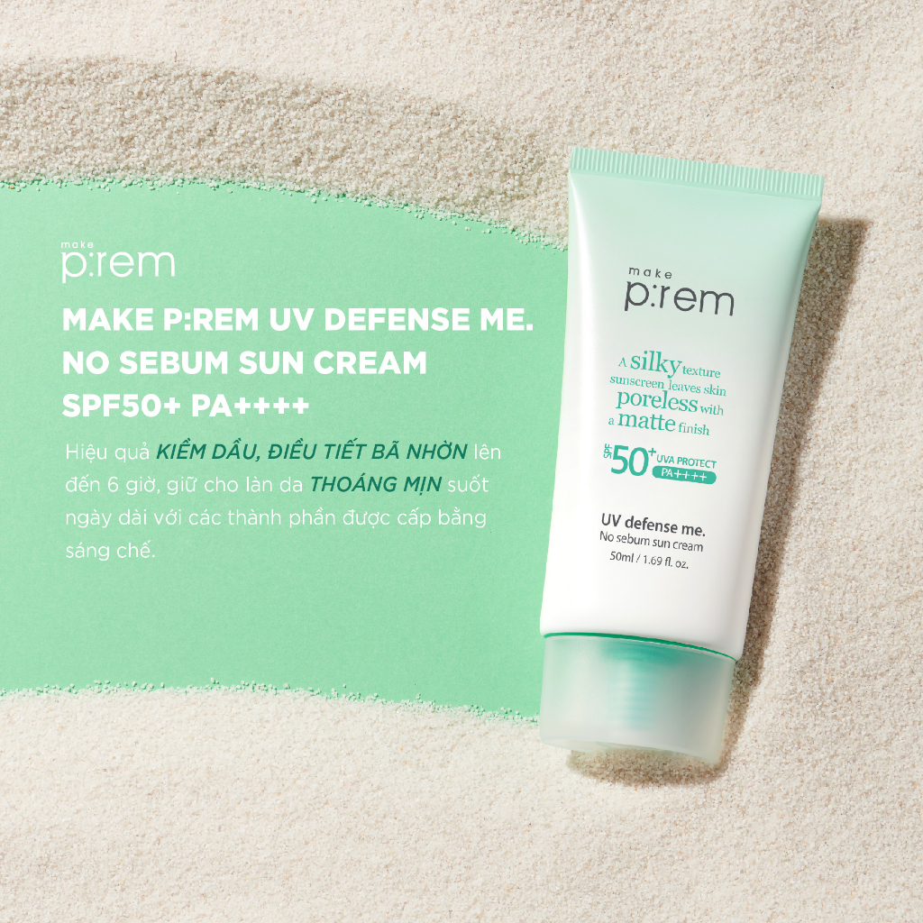 Kem Chống Nắng Vật Lý Make P:rem UV Defense Me No Sebum Sun Cream SPF 50+ PA++++ 50ml