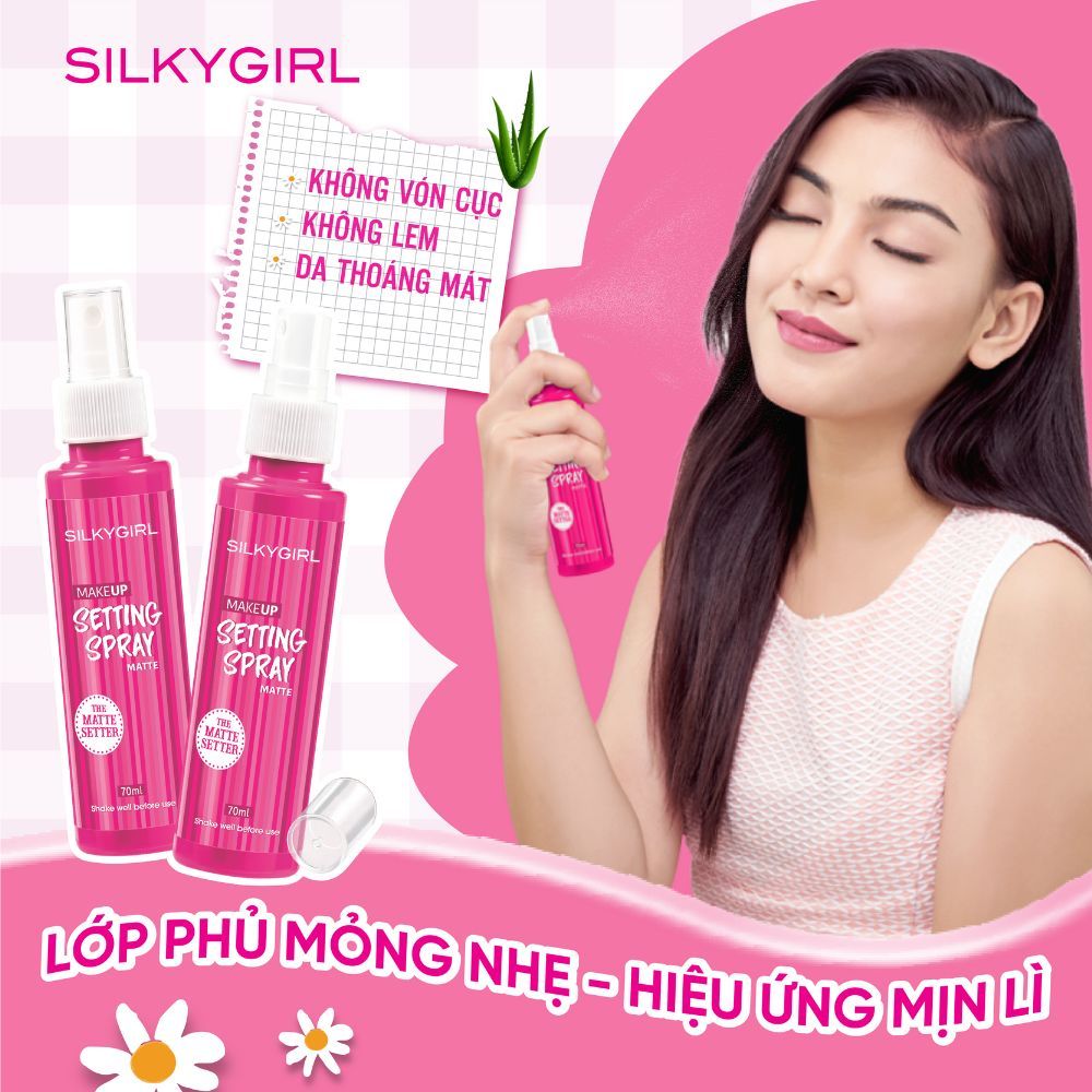 Xịt Giữ Lớp Trang Điểm Lâu Trôi Silkygirl Makeup Setting Spray Matte 70ml Xịt Giữ Lớp Trang Điểm Lâu Trôi Silkygirl Makeup Setting Spray Matte 70ml