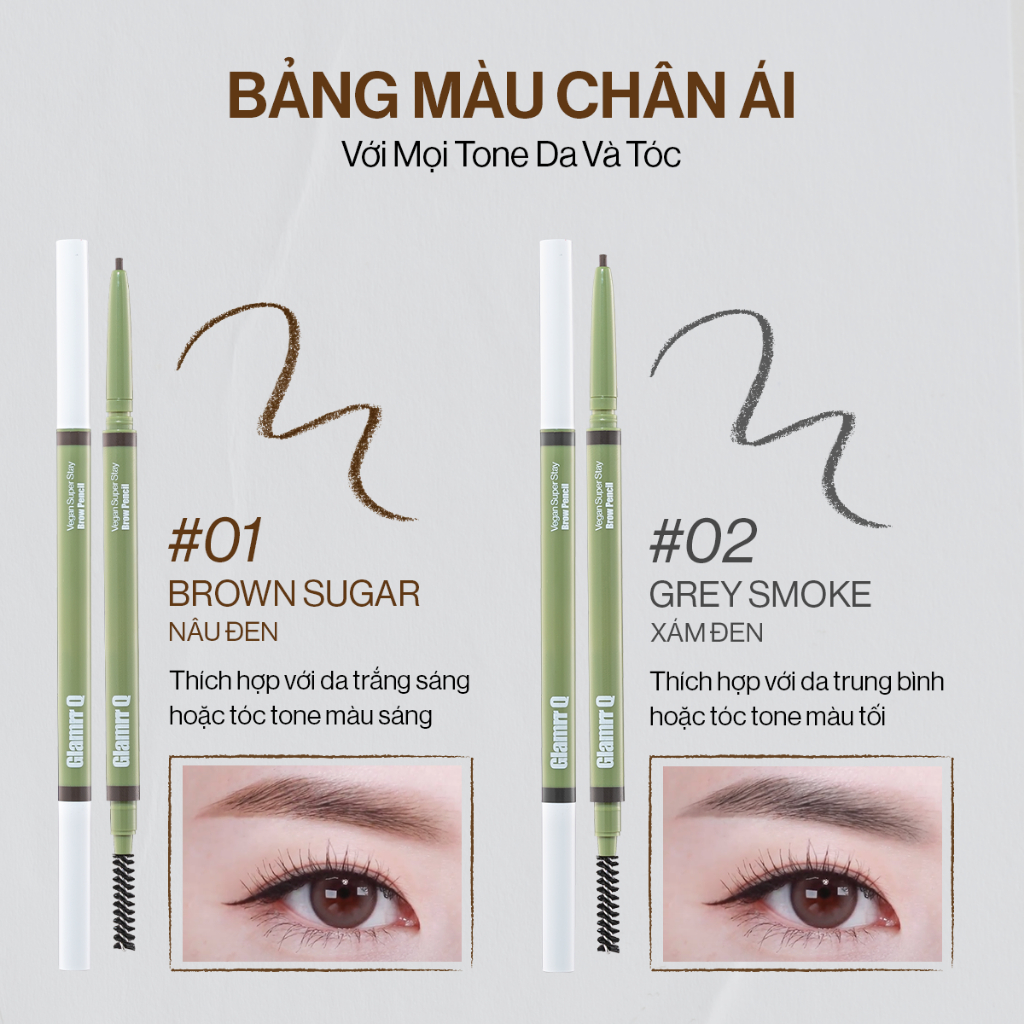 Chì Kẻ Mày Glamrr Q Vegan Super Stay Brow Pencil 0.08g Chì Kẻ Mày Glamrr Q Vegan Super Stay Brow Pencil 0.08g