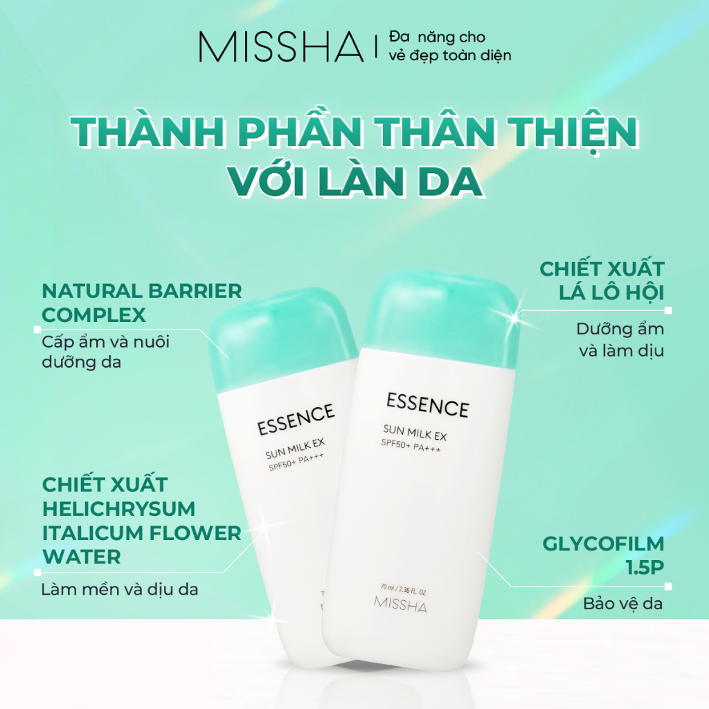 Kem Chống Nắng Missha Essence Sun Milk EX SPF50+ PA+++ 70ml Kem Chống Nắng Missha Essence Sun Milk EX SPF50+ PA+++ 70ml