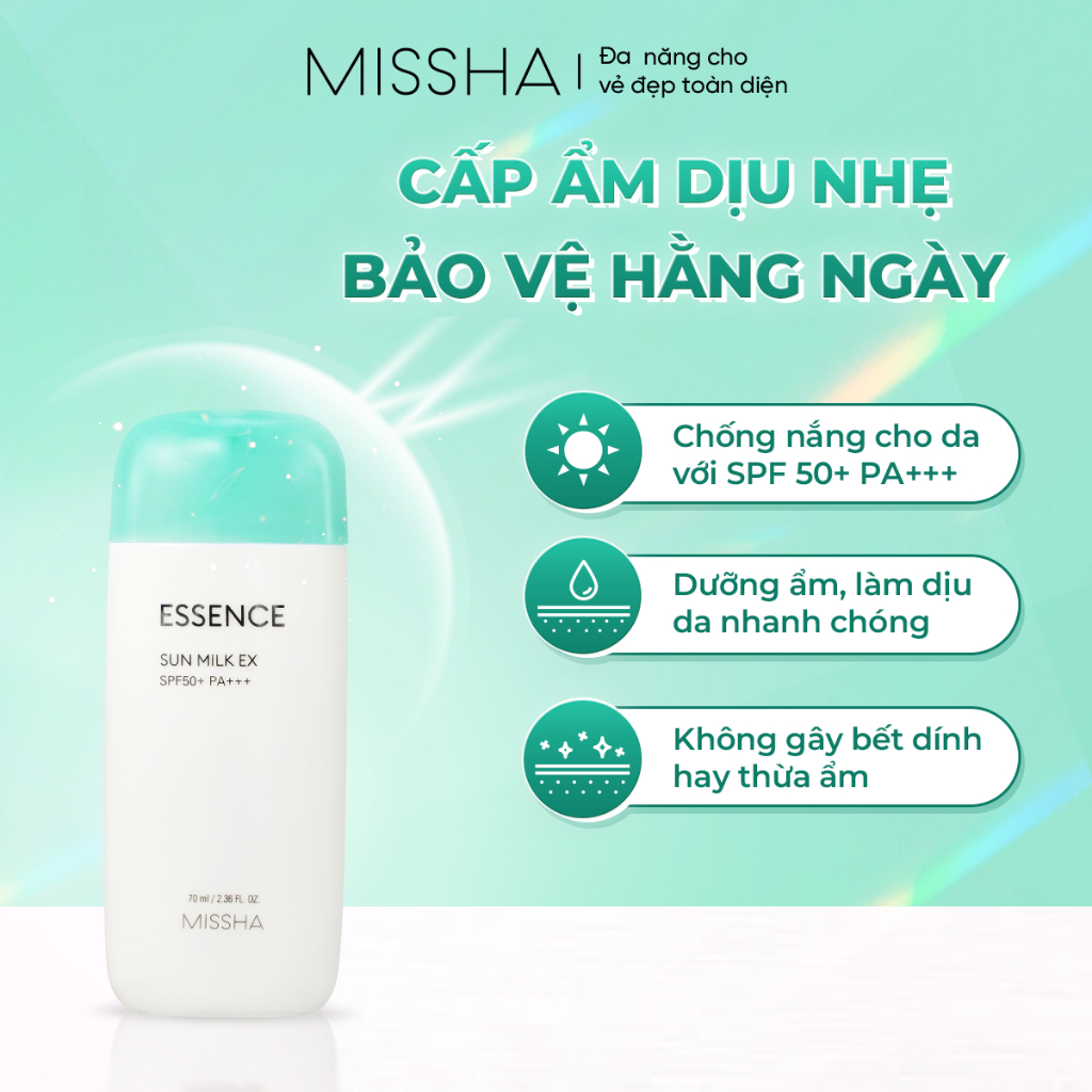 Kem Chống Nắng Missha Essence Sun Milk EX SPF50+ PA+++ 70ml Kem Chống Nắng Missha Essence Sun Milk EX SPF50+ PA+++ 70ml