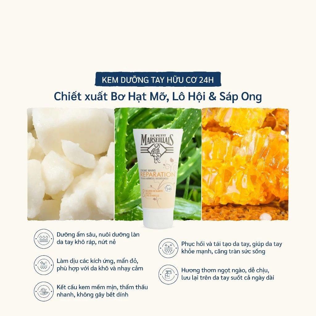 Kem Dưỡng Tay 24h Le Petit Marseillais 75ml Kem Dưỡng Tay 24h Le Petit Marseillais 75ml