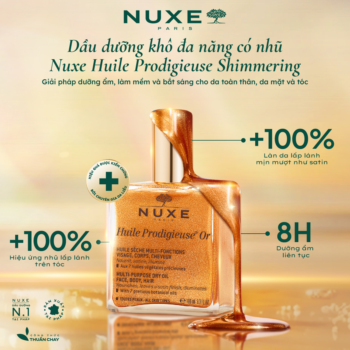 Dầu Dưỡng Khô Nuxe Huile Prodigieuse Shimmering Dry Oil (Có Nhũ) 100ml Dầu Dưỡng Khô Nuxe Huile Prodigieuse Shimmering Dry Oil (Có Nhũ) 100ml
