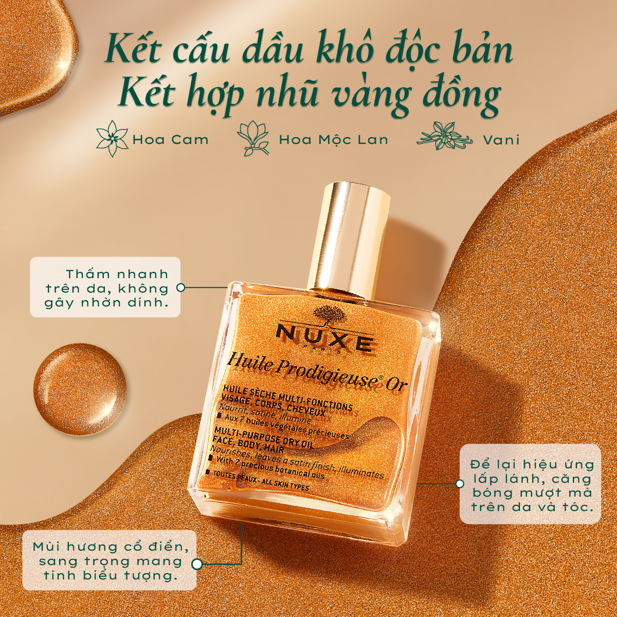 Dầu Dưỡng Khô Nuxe Huile Prodigieuse Shimmering Dry Oil (Có Nhũ) 100ml Dầu Dưỡng Khô Nuxe Huile Prodigieuse Shimmering Dry Oil (Có Nhũ) 100ml