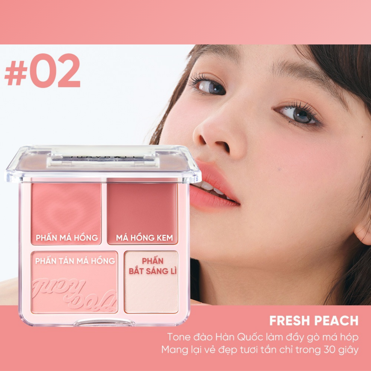 Phấn Má & Highlight Judydoll Palette 4 Ô 9g Phấn Má & Highlight Judydoll Palette 4 Ô 9g