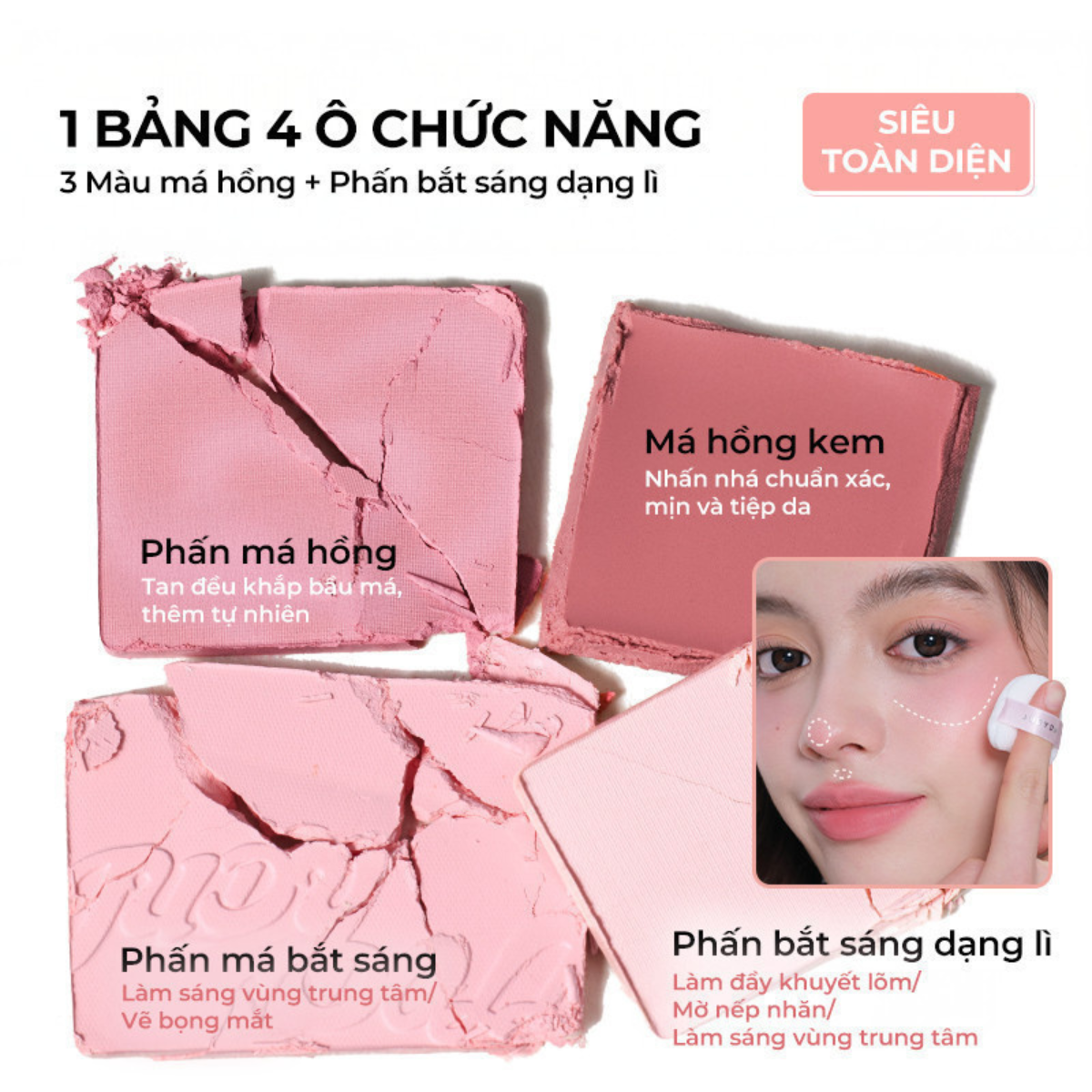 Phấn Má & Highlight Judydoll Palette 4 Ô 9g Phấn Má & Highlight Judydoll Palette 4 Ô 9g