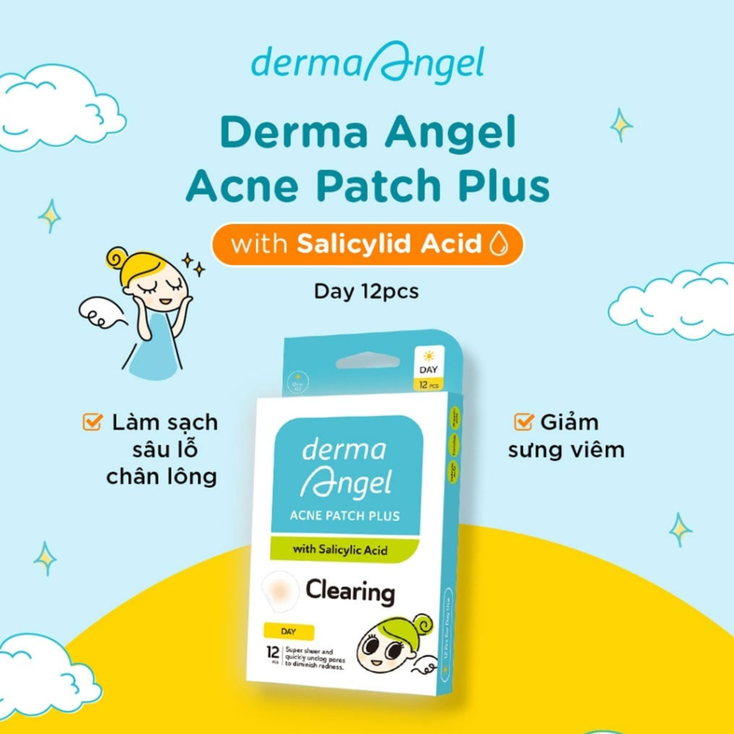 Miếng Dán Mụn Derma Angel Acne Patch Plus 12 Miếng Miếng Dán Mụn Derma Angel Acne Patch Plus 12 Miếng
