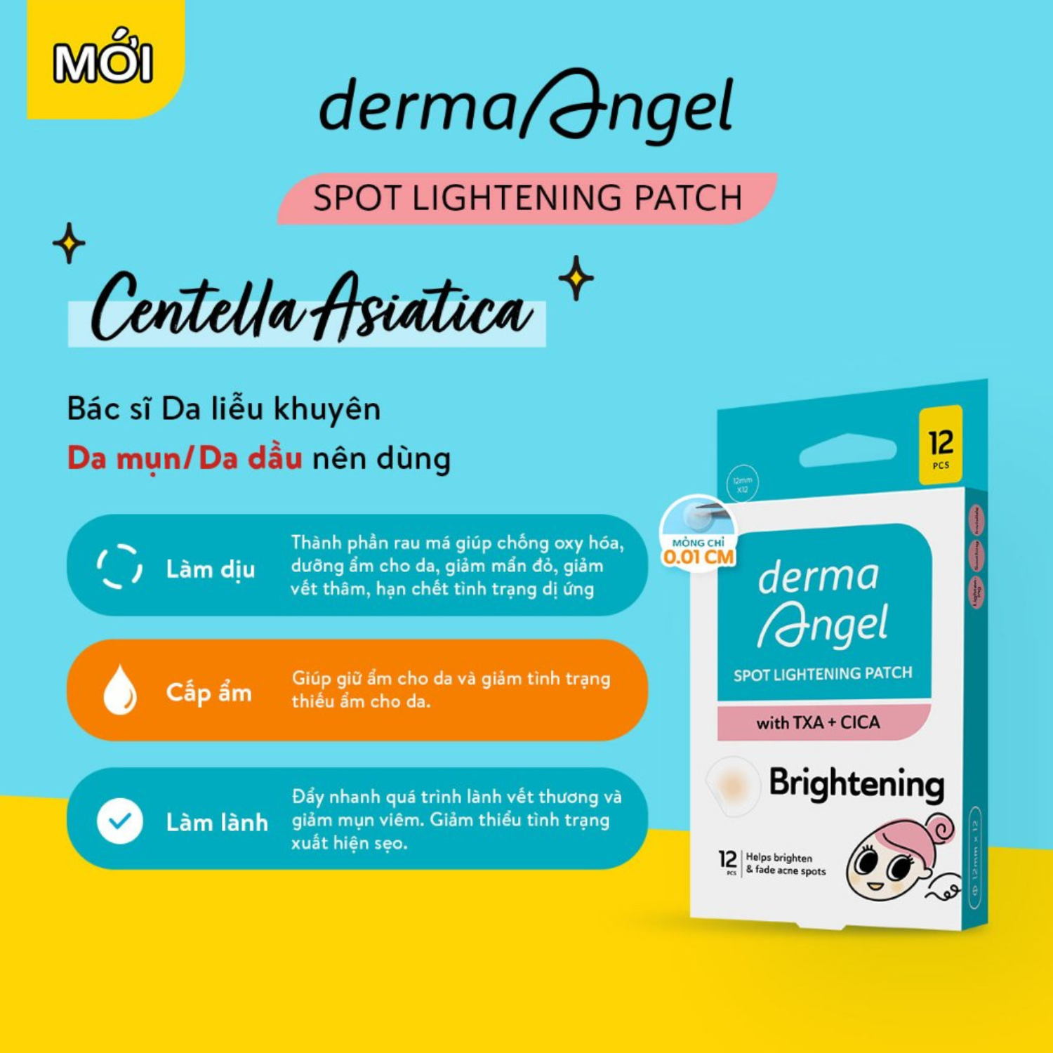 Miếng Dán Mụn Derma Angel Spot Lightening Patch 12 Miếng Miếng Dán Mụn Derma Angel Spot Lightening Patch 12 Miếng
