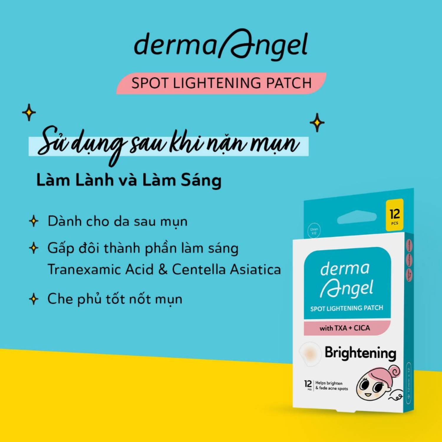 Miếng Dán Mụn Derma Angel Spot Lightening Patch 12 Miếng Miếng Dán Mụn Derma Angel Spot Lightening Patch 12 Miếng