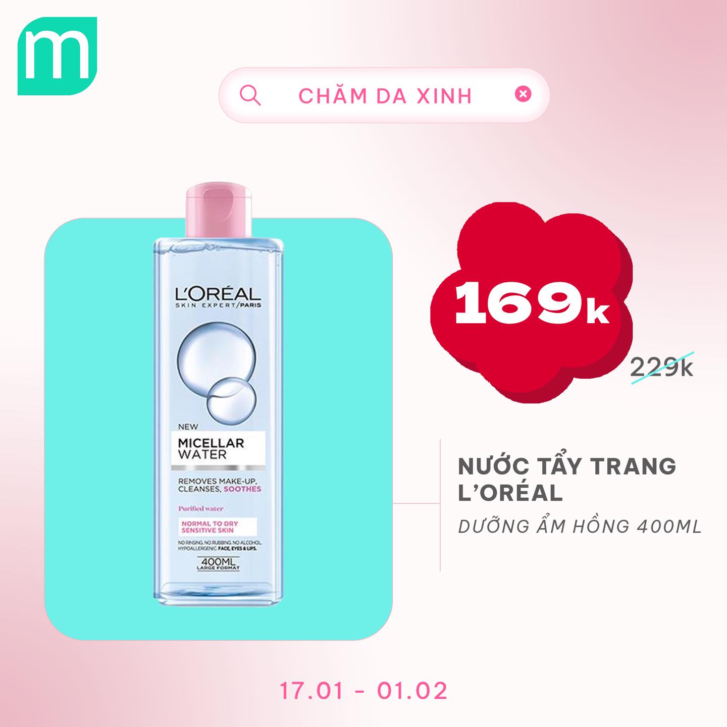 CHĂM DA XINH, LUNG LINH ĐÓN TẾT UP TO 68%