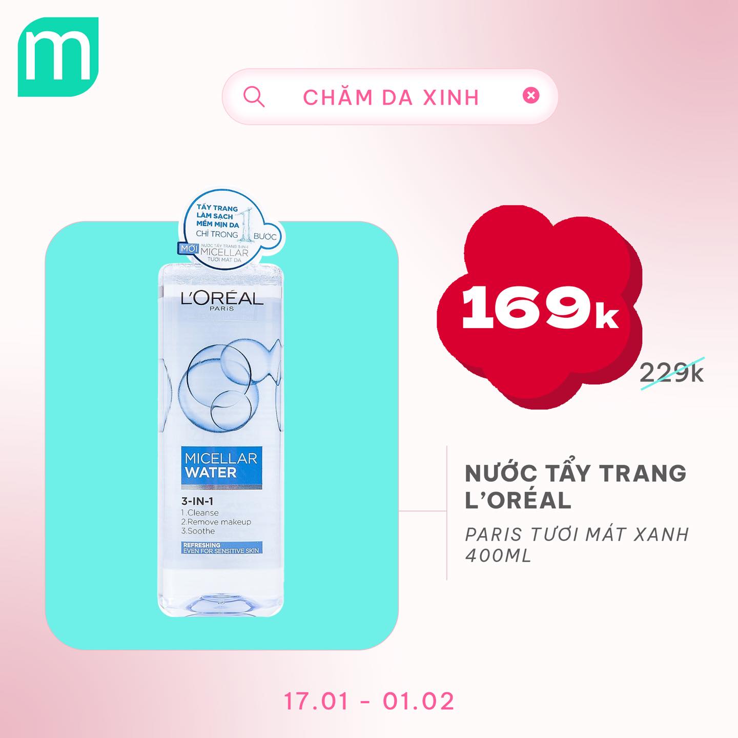 CHĂM DA XINH, LUNG LINH ĐÓN TẾT UP TO 68%
