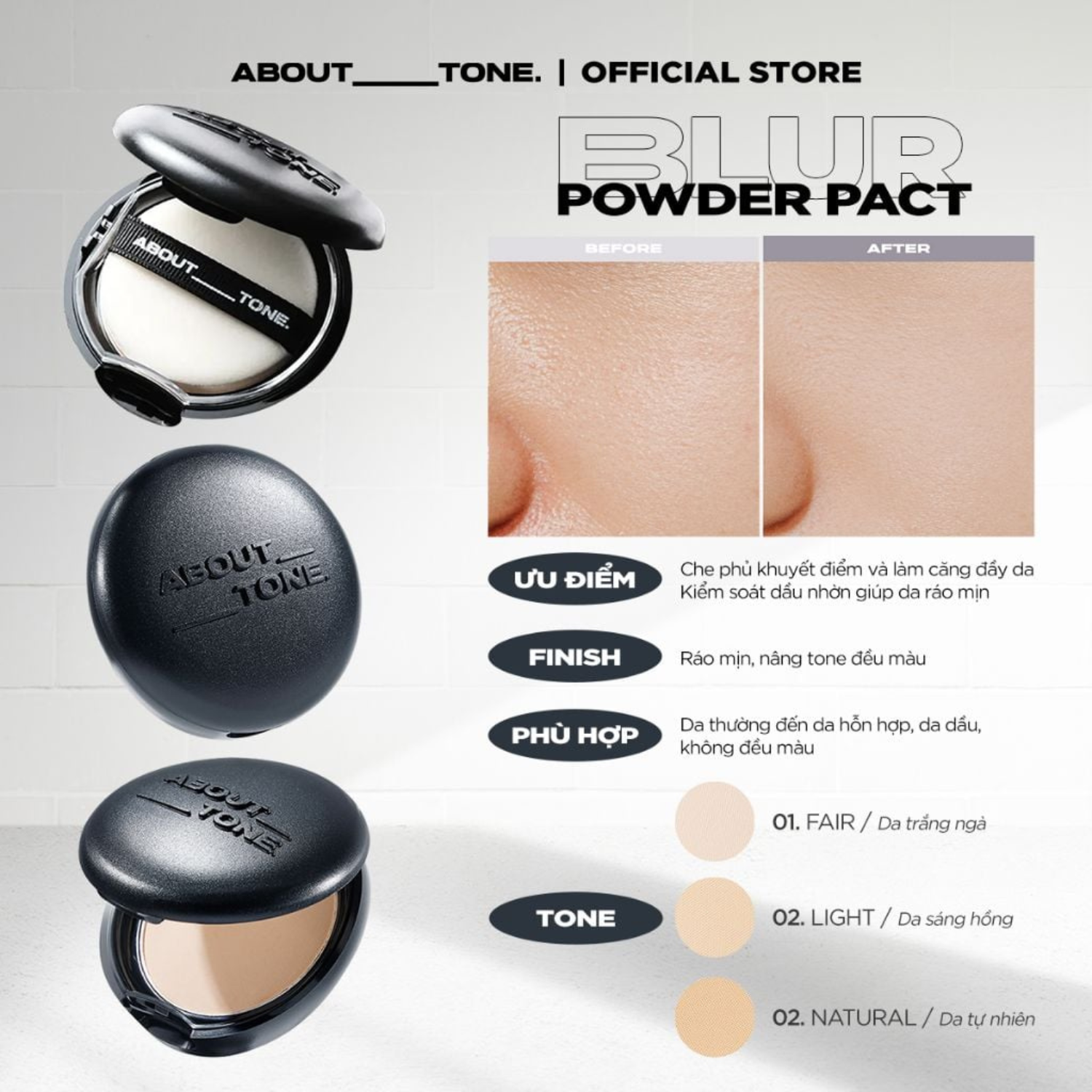 Phấn Phủ Nén About Tone Blur Powder Pact 8G Phấn Phủ Nén About Tone Blur Powder Pact 8G - Ảnh 5