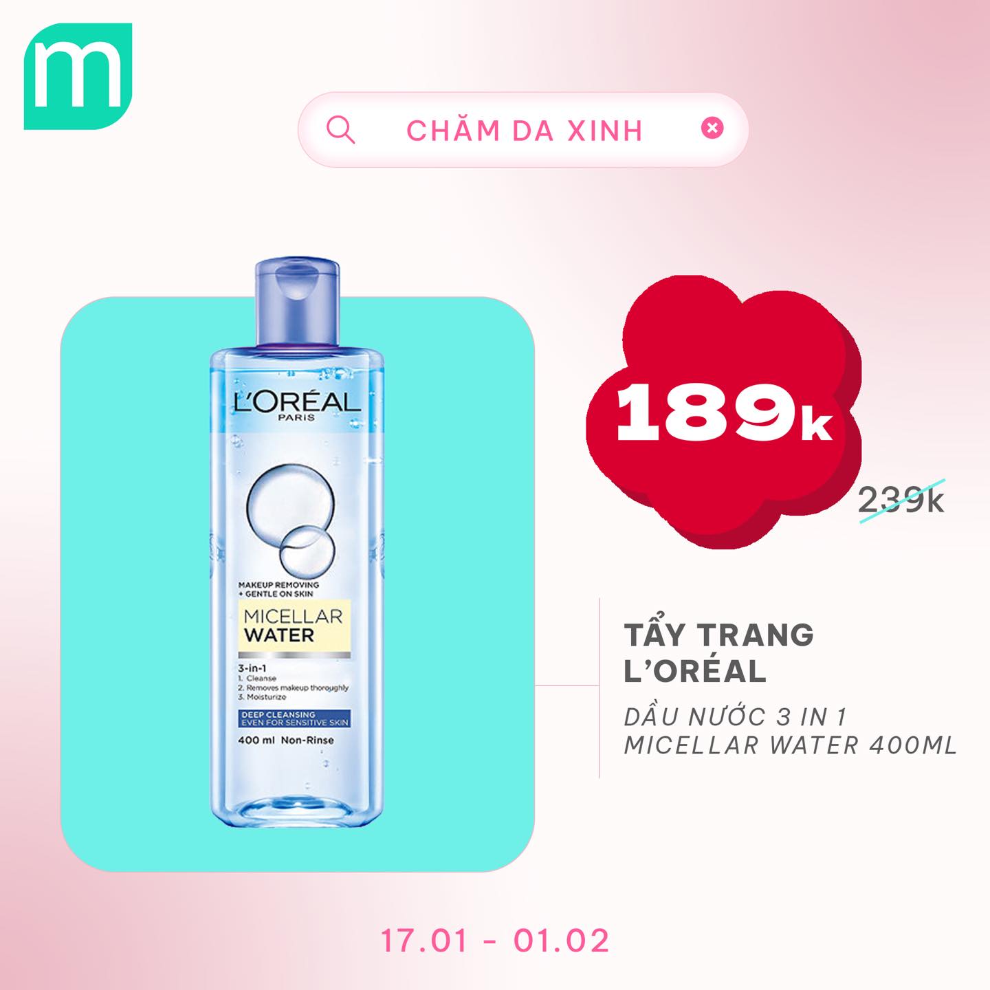 CHĂM DA XINH, LUNG LINH ĐÓN TẾT UP TO 68%
