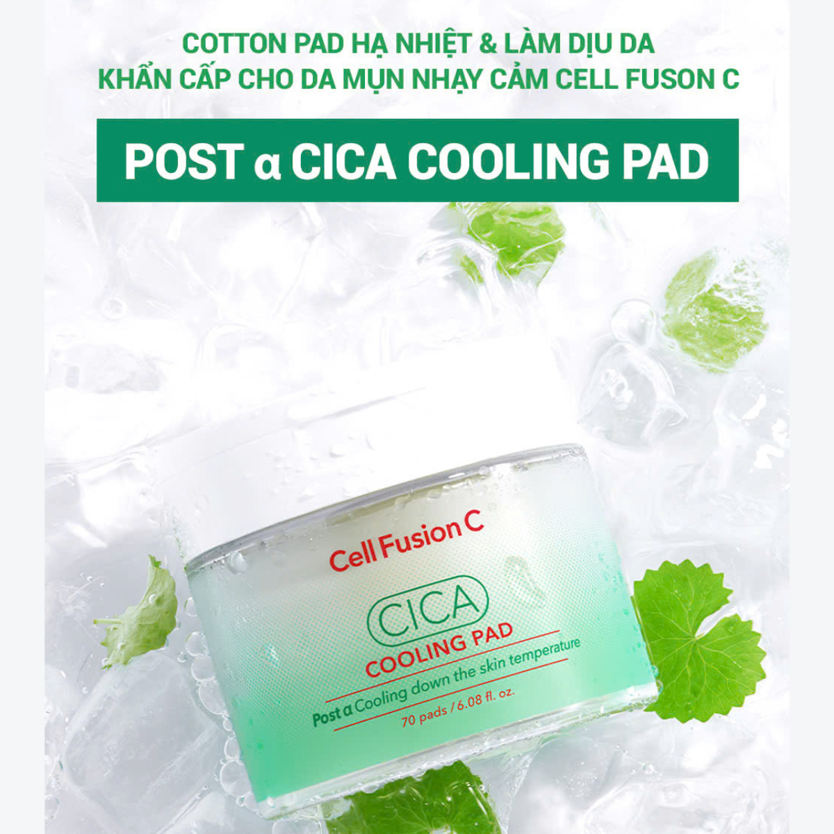 Toner Pad Cell Fusion C Rau Má Cica Cooling Pad 70 Miếng Toner Pad Cell Fusion C Rau Má Cica Cooling Pad 70 Miếng