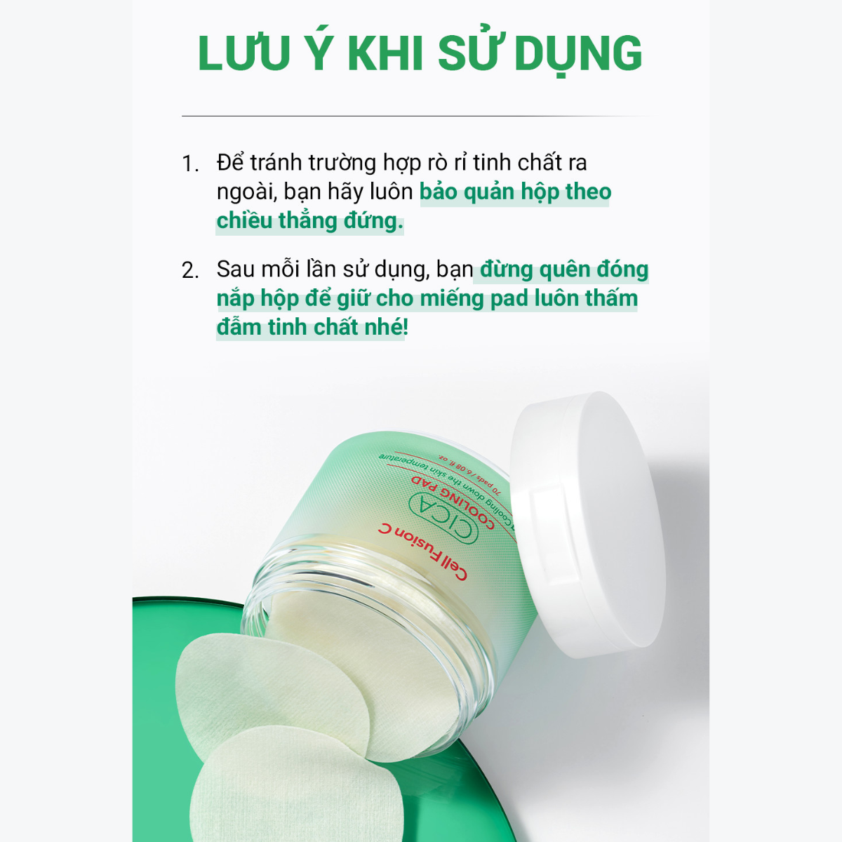 Toner Pad Cell Fusion C Rau Má Cica Cooling Pad 70 Miếng Toner Pad Cell Fusion C Rau Má Cica Cooling Pad 70 Miếng
