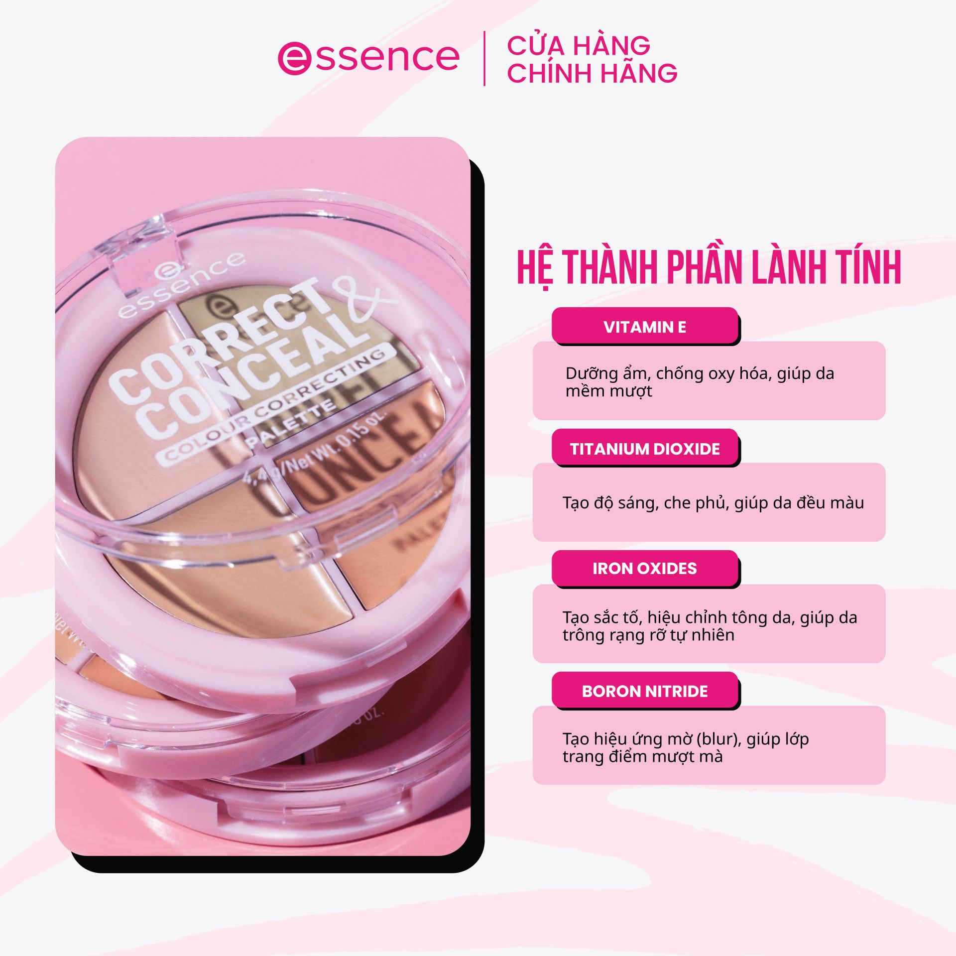Bảng Triệt Sắc 4 Ô Essence Correct & Conceal Colour Correcting Palette 4.4g Bảng Triệt Sắc 4 Ô Essence Correct & Conceal Colour Correcting Palette 4.4g