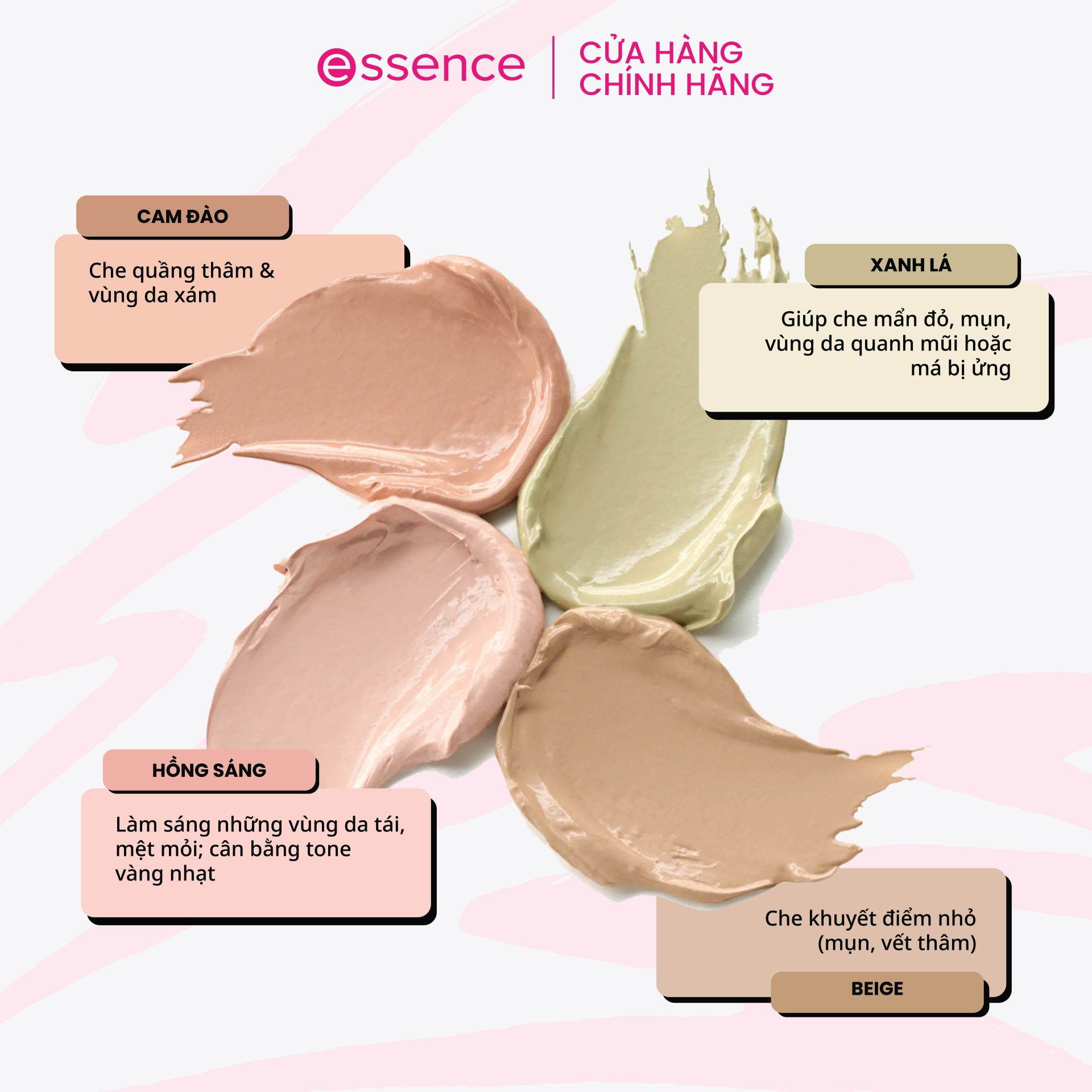 Bảng Triệt Sắc 4 Ô Essence Correct & Conceal Colour Correcting Palette 4.4g Bảng Triệt Sắc 4 Ô Essence Correct & Conceal Colour Correcting Palette 4.4g
