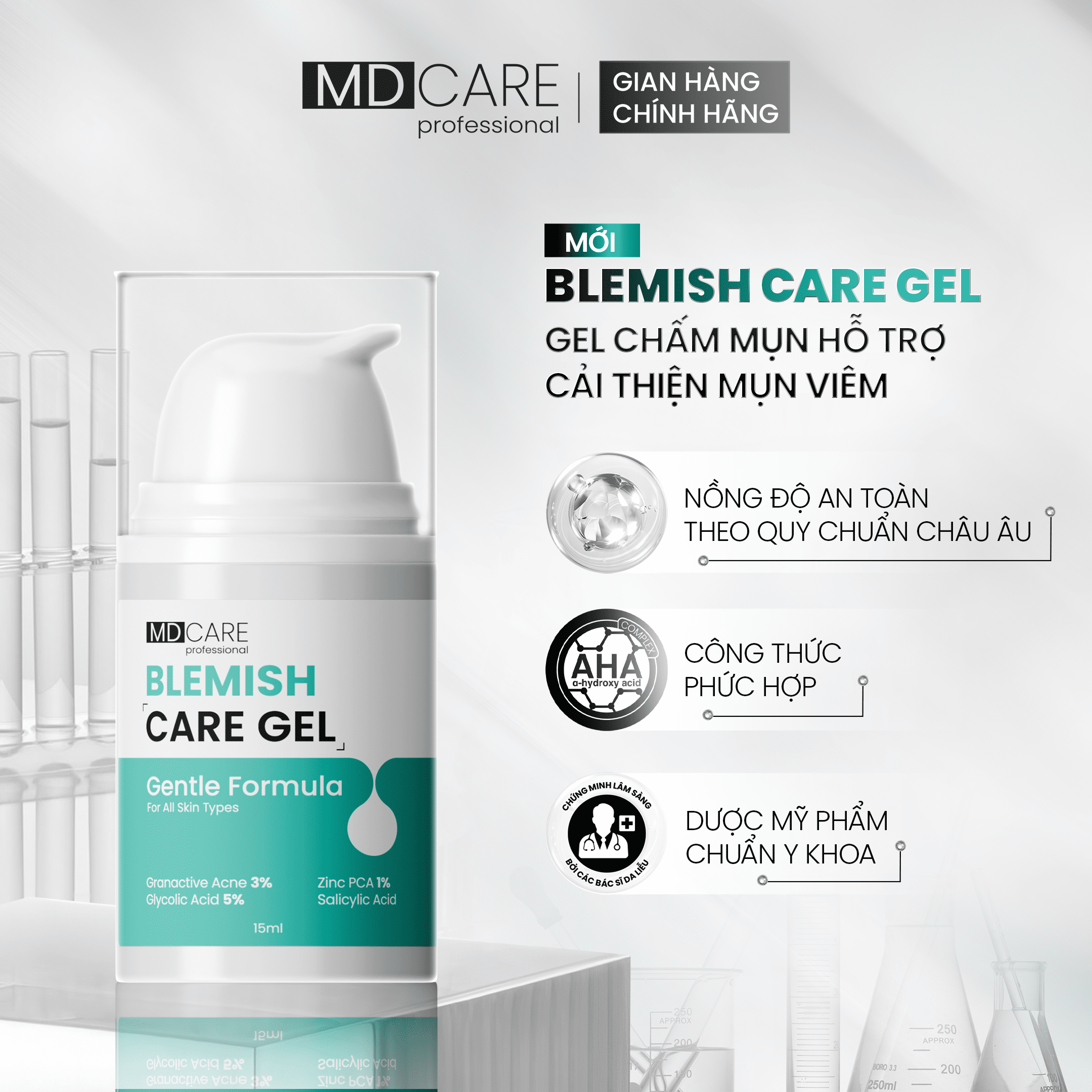 Gel Chấm Mụn MD CARE Blemish Care Gel 15ml
