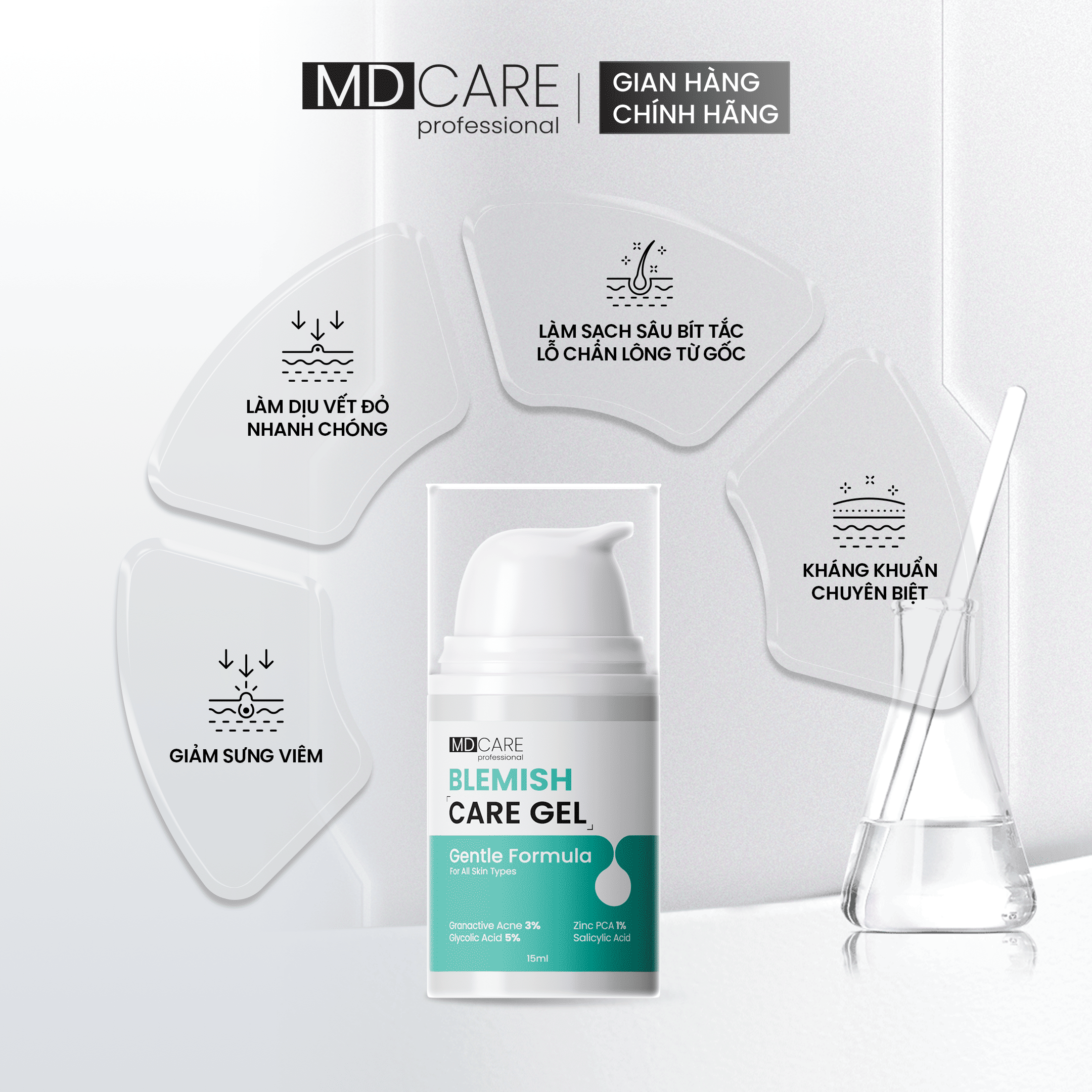Gel Chấm Mụn MD CARE Blemish Care Gel 15ml