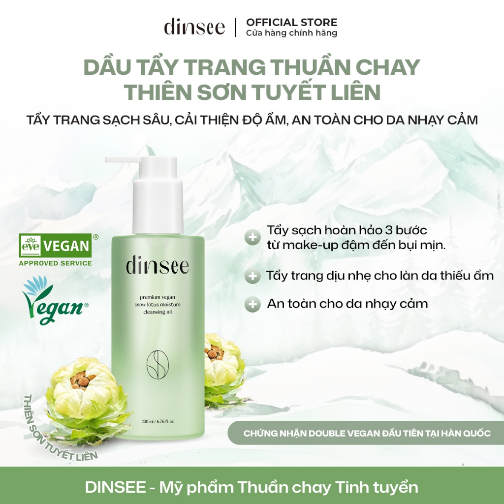 Dầu Tẩy Trang Dinsee Premium Vegan Snow Lotus Moisture Cleansing Oil 200ml Dầu Tẩy Trang Dinsee Premium Vegan Snow Lotus Moisture Cleansing Oil 200ml