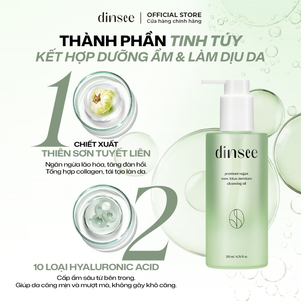 Dầu Tẩy Trang Dinsee Premium Vegan Snow Lotus Moisture Cleansing Oil 200ml Dầu Tẩy Trang Dinsee Premium Vegan Snow Lotus Moisture Cleansing Oil 200ml