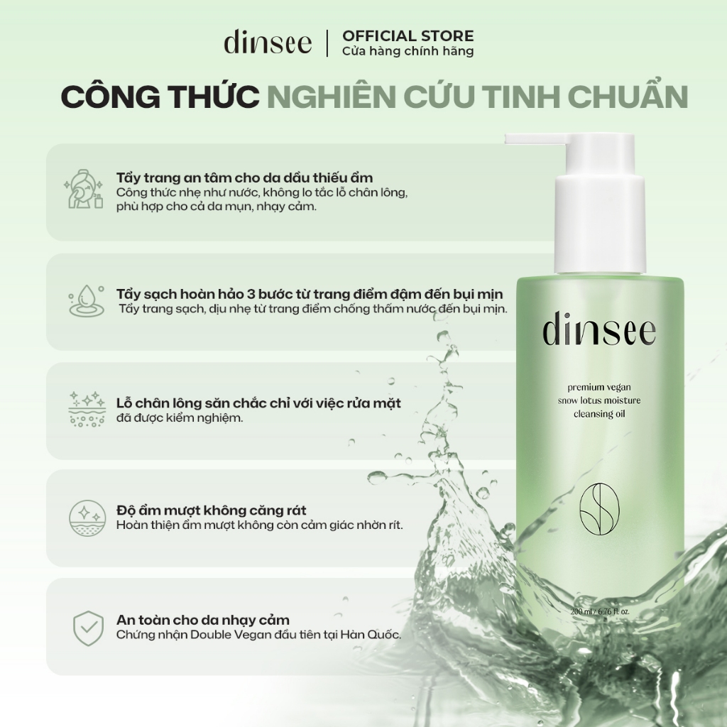 Dầu Tẩy Trang Dinsee Premium Vegan Snow Lotus Moisture Cleansing Oil 200ml Dầu Tẩy Trang Dinsee Premium Vegan Snow Lotus Moisture Cleansing Oil 200ml