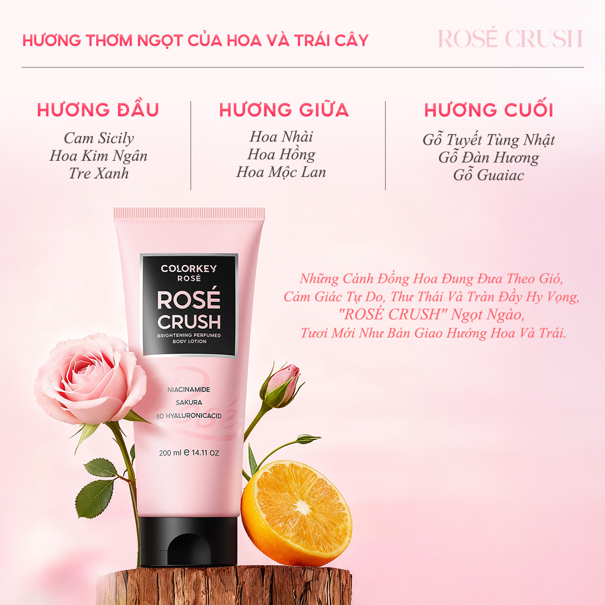 Sữa Dưỡng Thể Colorkey Rose Crush Perfumed Brightening 200g Sữa Dưỡng Thể Colorkey Rose Crush Perfumed Brightening 200g