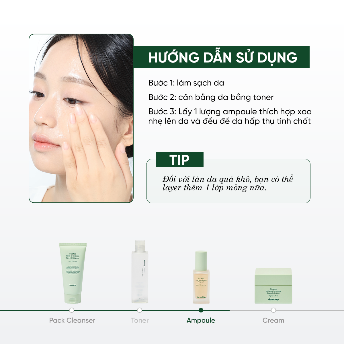 Tinh Chất Phục Hồi Và Làm Dịu Cho Da Mụn Nhạy Cảm DEWDAP Cicatea Calming Repair Ampoule 50ml Tinh Chất Phục Hồi Và Làm Dịu Cho Da Mụn Nhạy Cảm DEWDAP Cicatea Calming Repair Ampoule 50ml