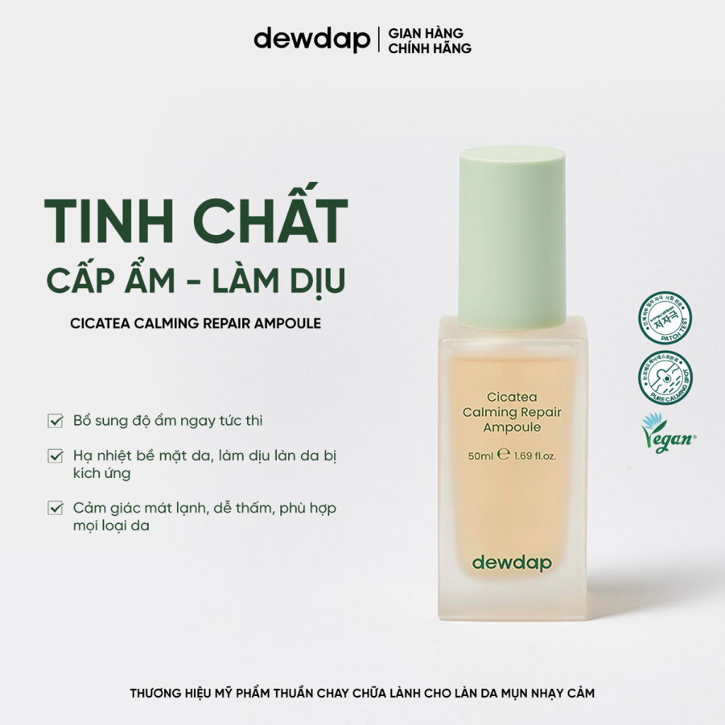 Tinh Chất Phục Hồi Và Làm Dịu Cho Da Mụn Nhạy Cảm DEWDAP Cicatea Calming Repair Ampoule 50ml Tinh Chất Phục Hồi Và Làm Dịu Cho Da Mụn Nhạy Cảm DEWDAP Cicatea Calming Repair Ampoule 50ml