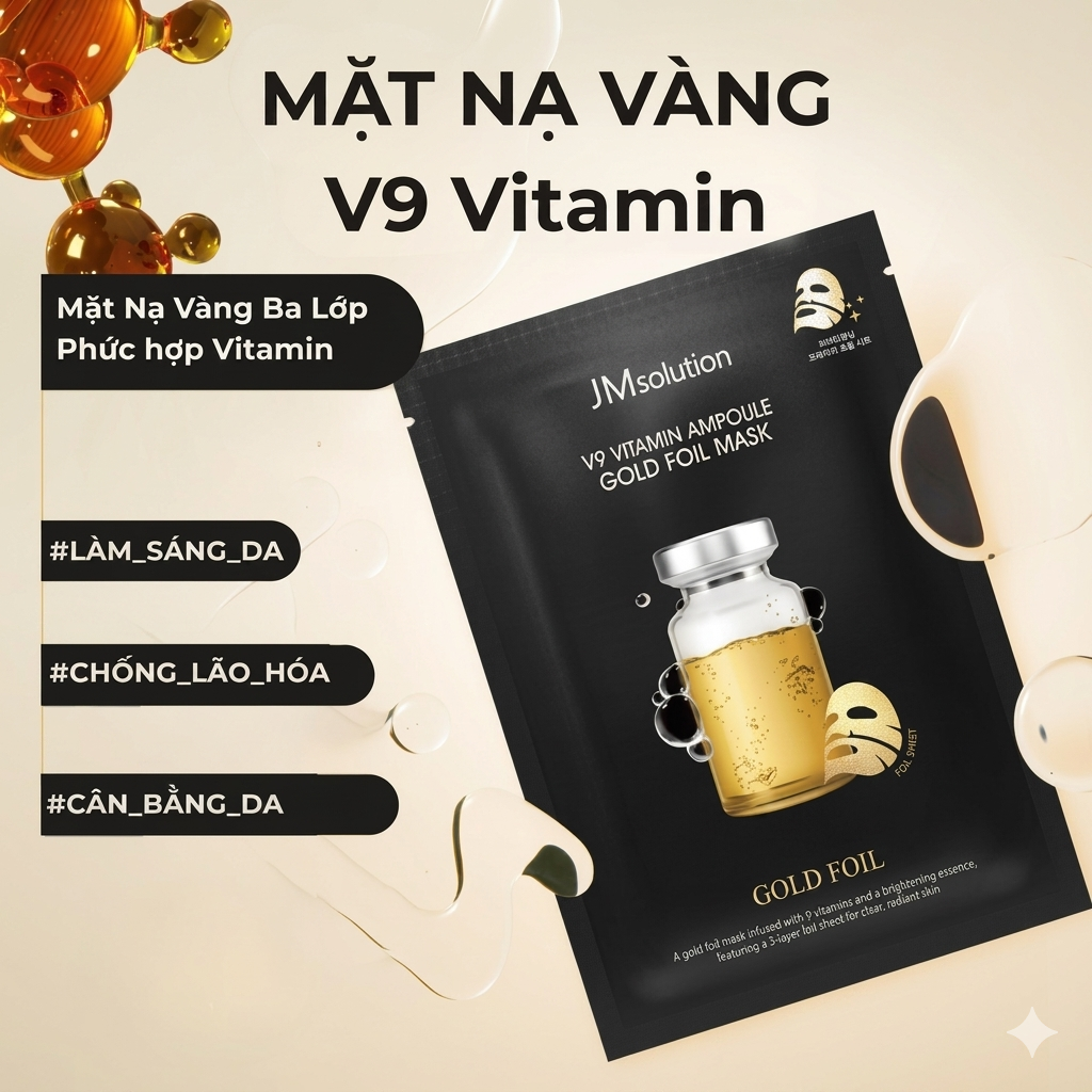 Mặt nạ cấp ẩm 3 lớp JMsolution Ampoule Silver/Gold Foil Mask 35ml