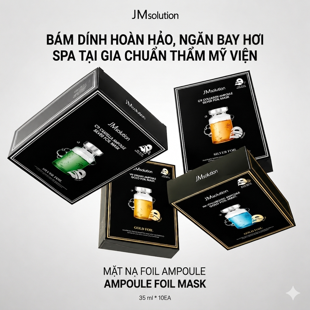 Mặt nạ cấp ẩm 3 lớp JMsolution Ampoule Silver/Gold Foil Mask 35ml