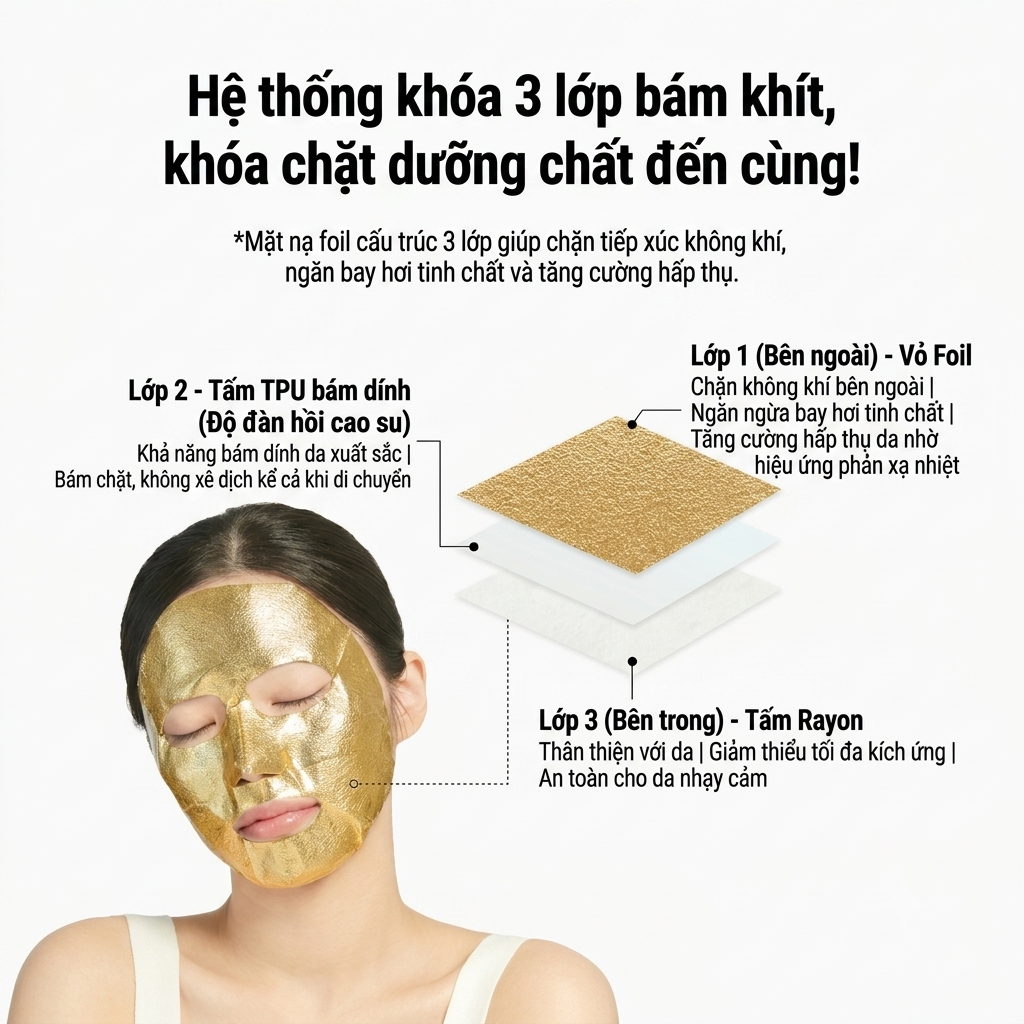 Mặt nạ cấp ẩm 3 lớp JMsolution Ampoule Silver/Gold Foil Mask 35ml