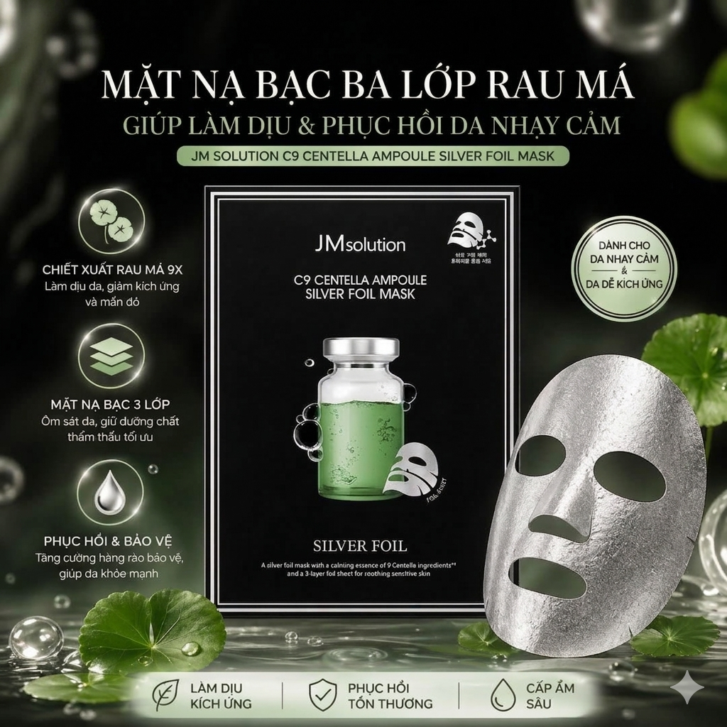 Mặt nạ cấp ẩm 3 lớp JMsolution Ampoule Silver/Gold Foil Mask 35ml