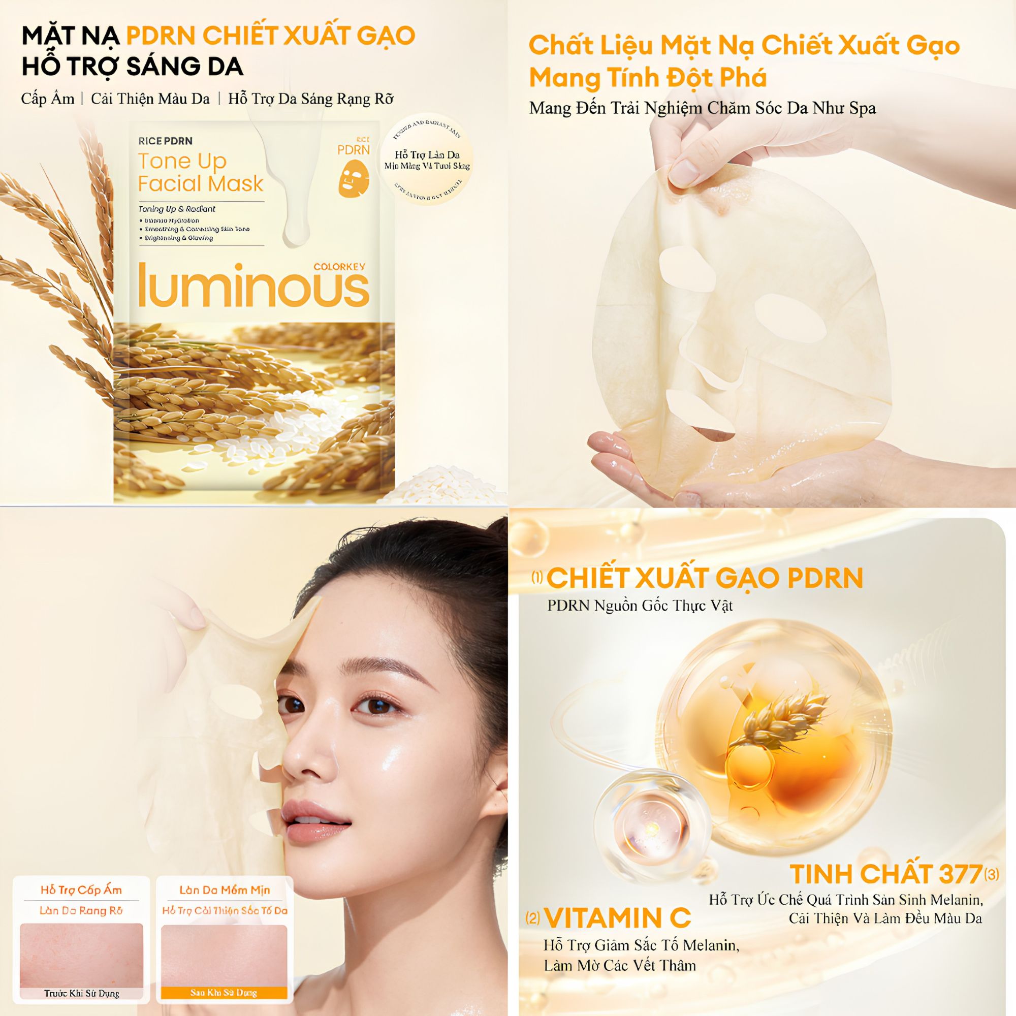 Mặt Nạ Dưỡng Da Colorkey Luminous PDRN Facial Mask 25ml