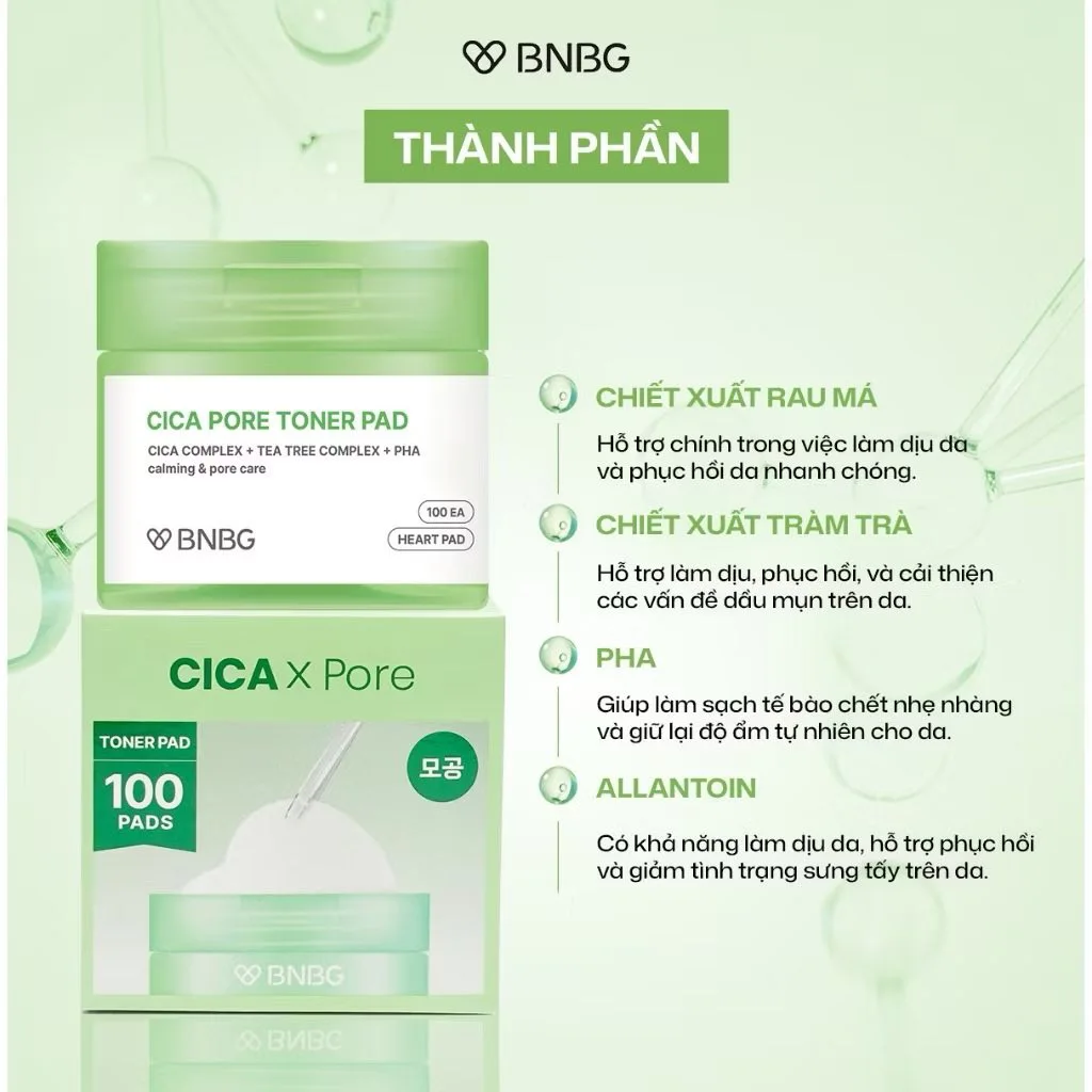 Toner Pad Dạng Bông BNBG Cica Pore Hỗ Trợ Lỗ Chân Lông 100 Miếng Toner Pad Dạng Bông BNBG Cica Pore Hỗ Trợ Lỗ Chân Lông 100 Miếng