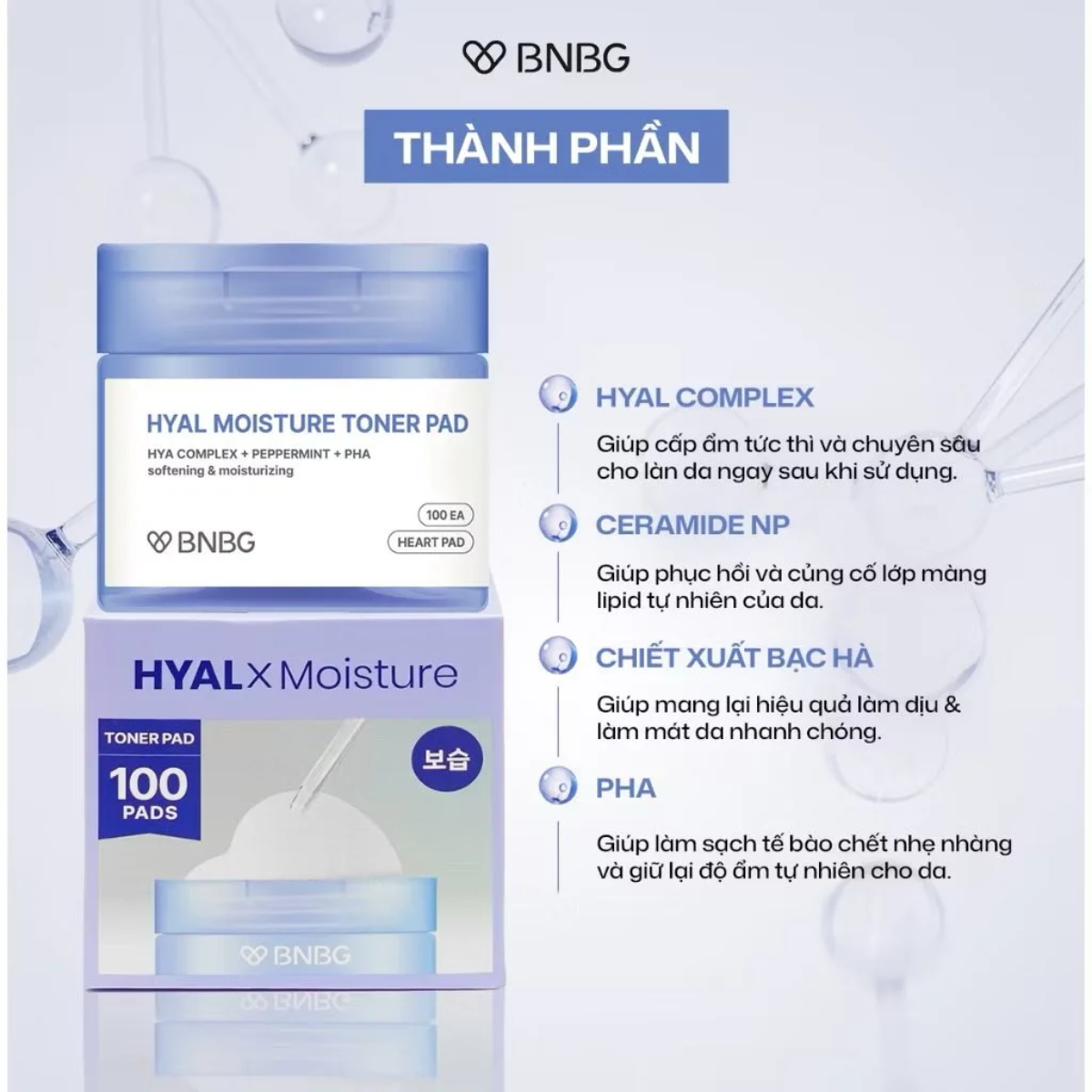TONER PAD BNBG HYAL MOISTURE TONER PAD BNBG HYAL MOISTURE - Ảnh 4