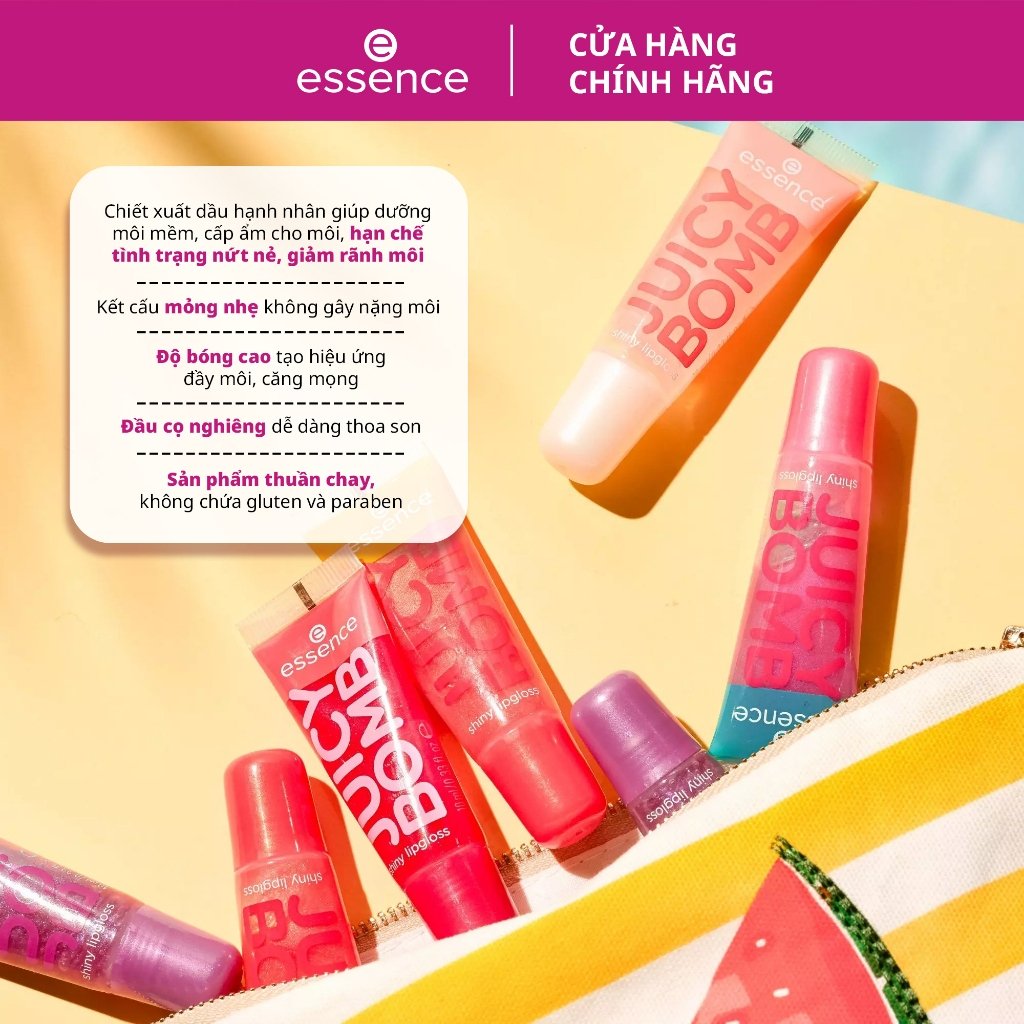 Son dưỡng bóng Essence Juicy Bomb Skiny Lipgloss 4ml Son dưỡng bóng Essence Juicy Bomb Skiny Lipgloss 4ml