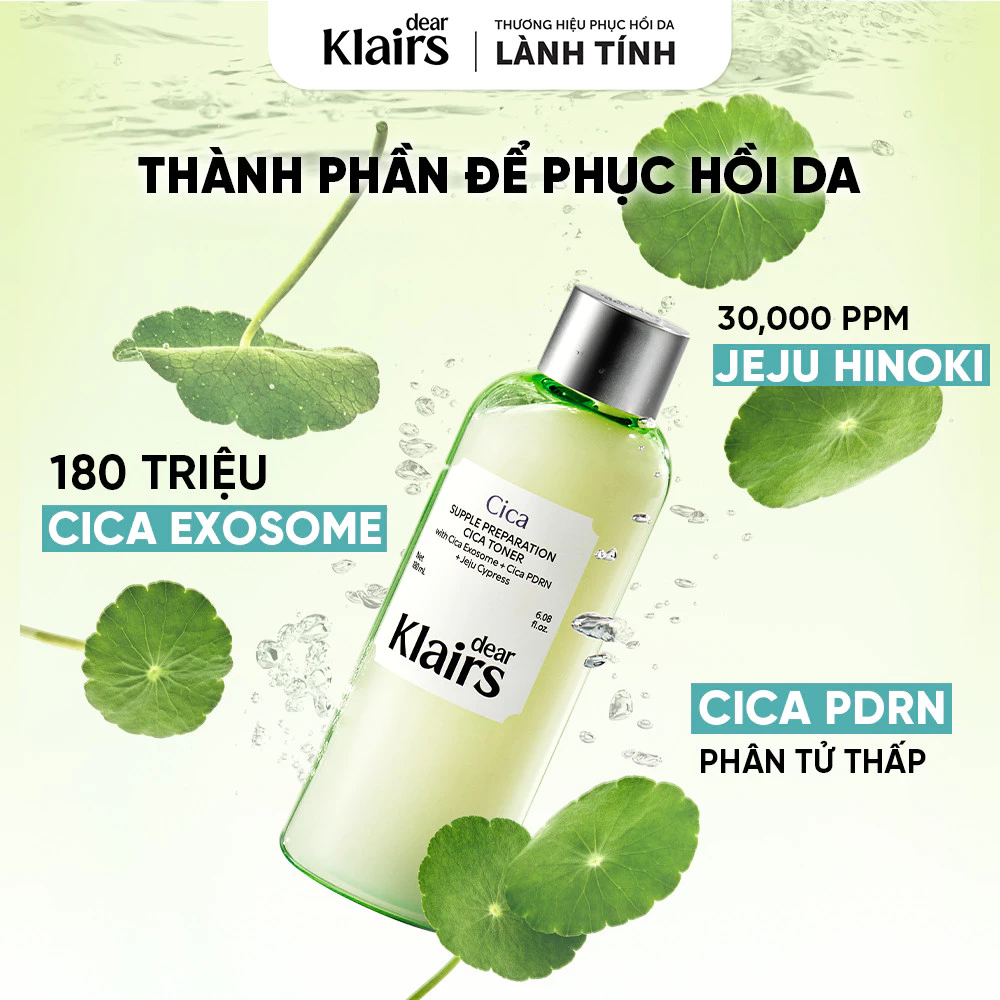 Nước Hoa Hồng Dear Klairs Supple Preparation Cica Toner 180ml